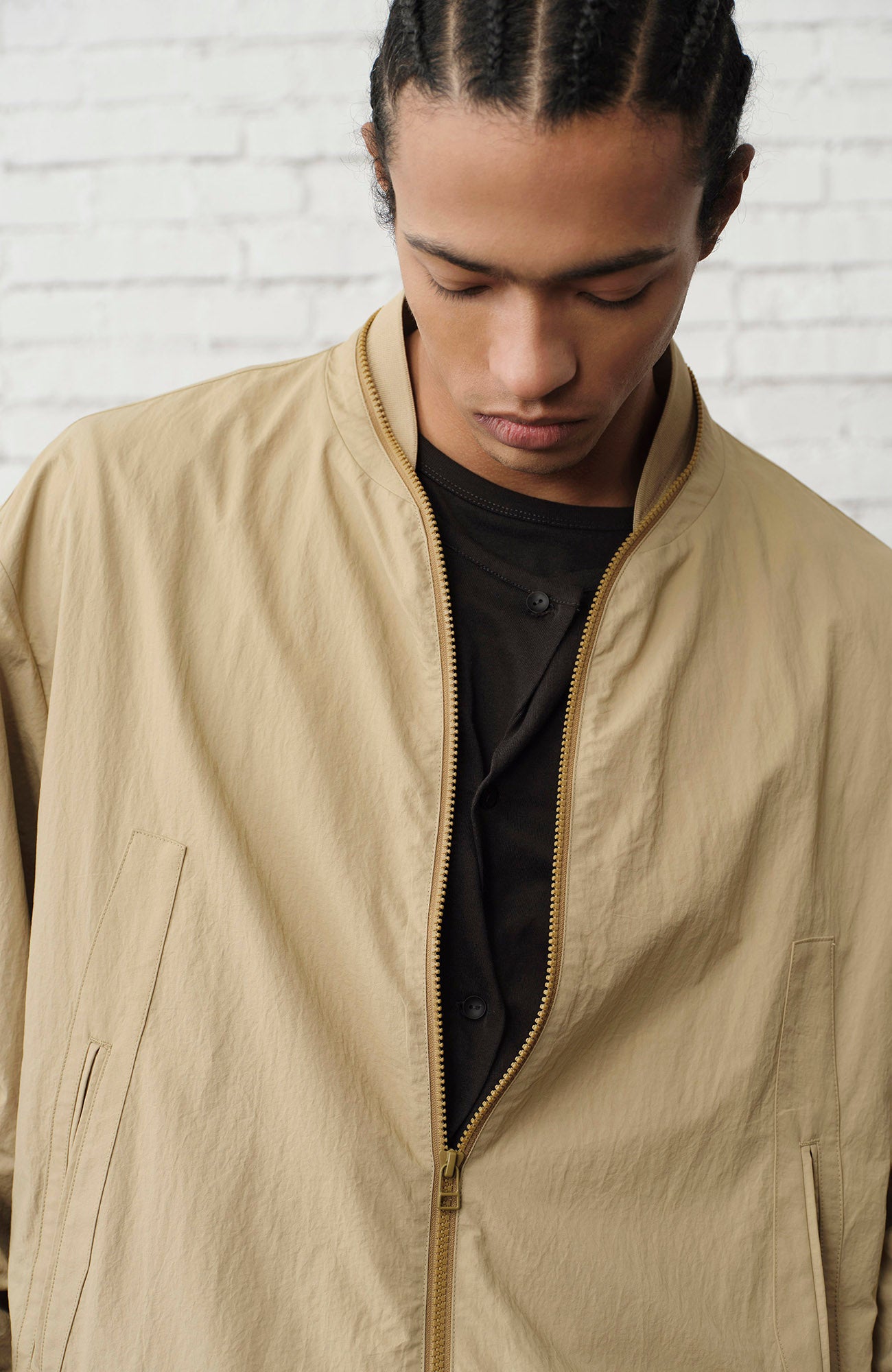 ORGANIC Ruched-Sleeve Bomber Jacket, premium urban and streetwear designers apparel on PROJECTISR.com, ORGANIC EMOTION