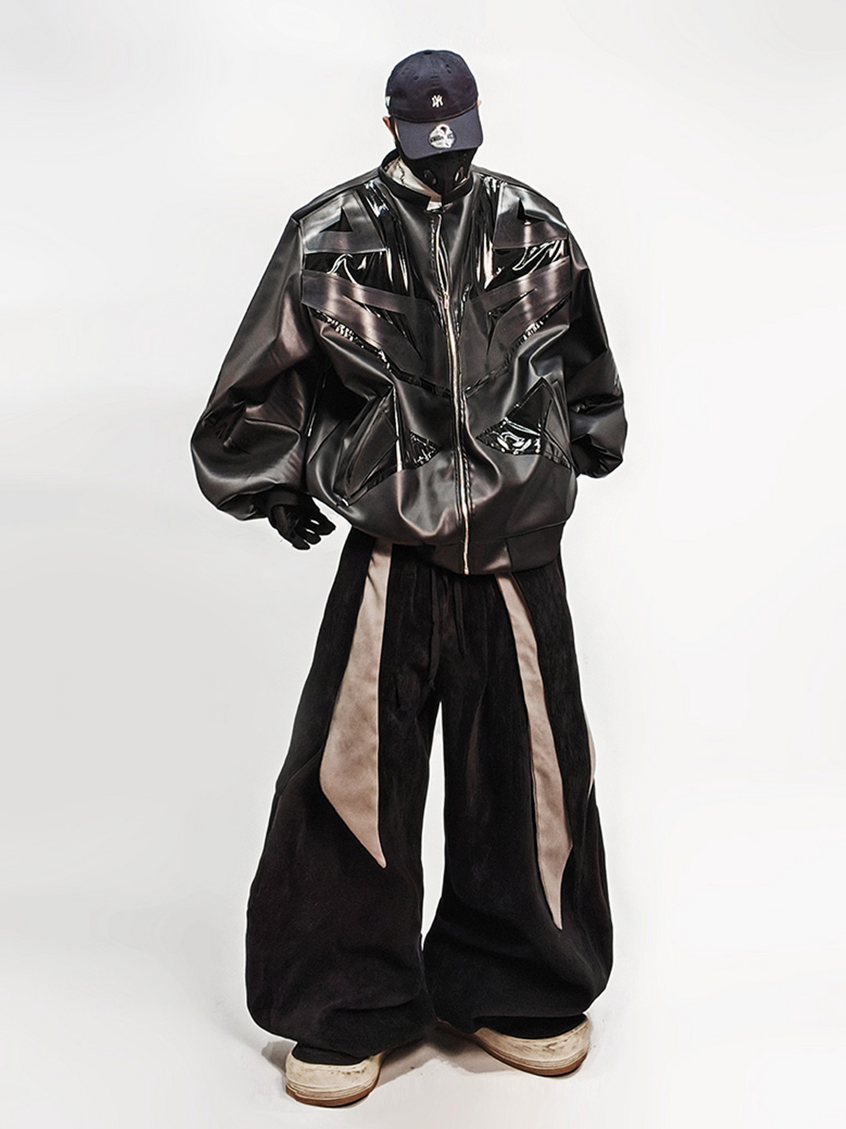 UUCSCC Faux Leather Oversized Baseball Bomber Jacket