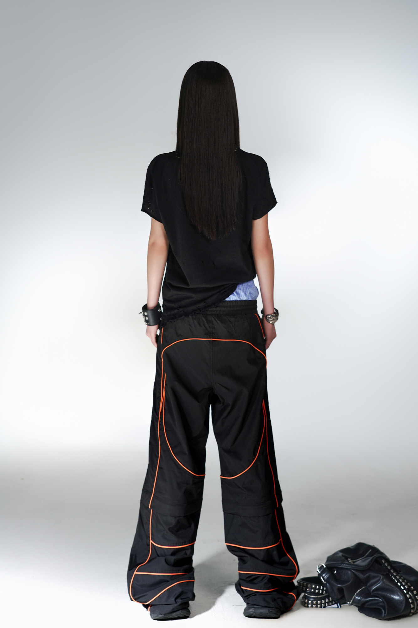 PCCVISION Contrast-Stitch Detachable Paneled Wide-Leg Pants, premium urban and streetwear designers apparel on PROJECTISR.com, PCCVISION