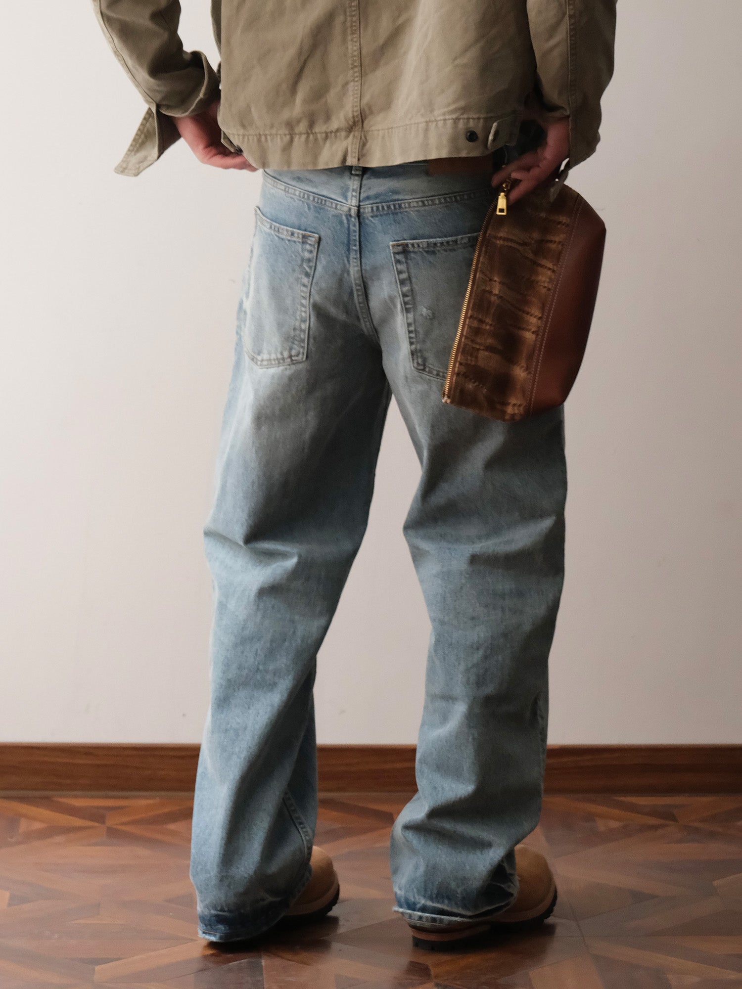NEIGBORL Washed Distressed Straight-Leg Jeans, premium urban and streetwear designers apparel on PROJECTISR.com, NEIGBORL