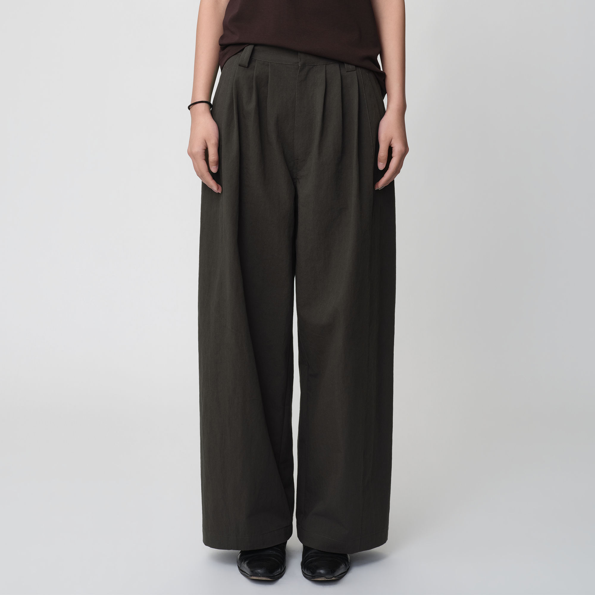 OPICLOTH Retro Pleated Wide-Leg Trousers, premium urban and streetwear designers apparel on PROJECTISR.com, OPICLOTH