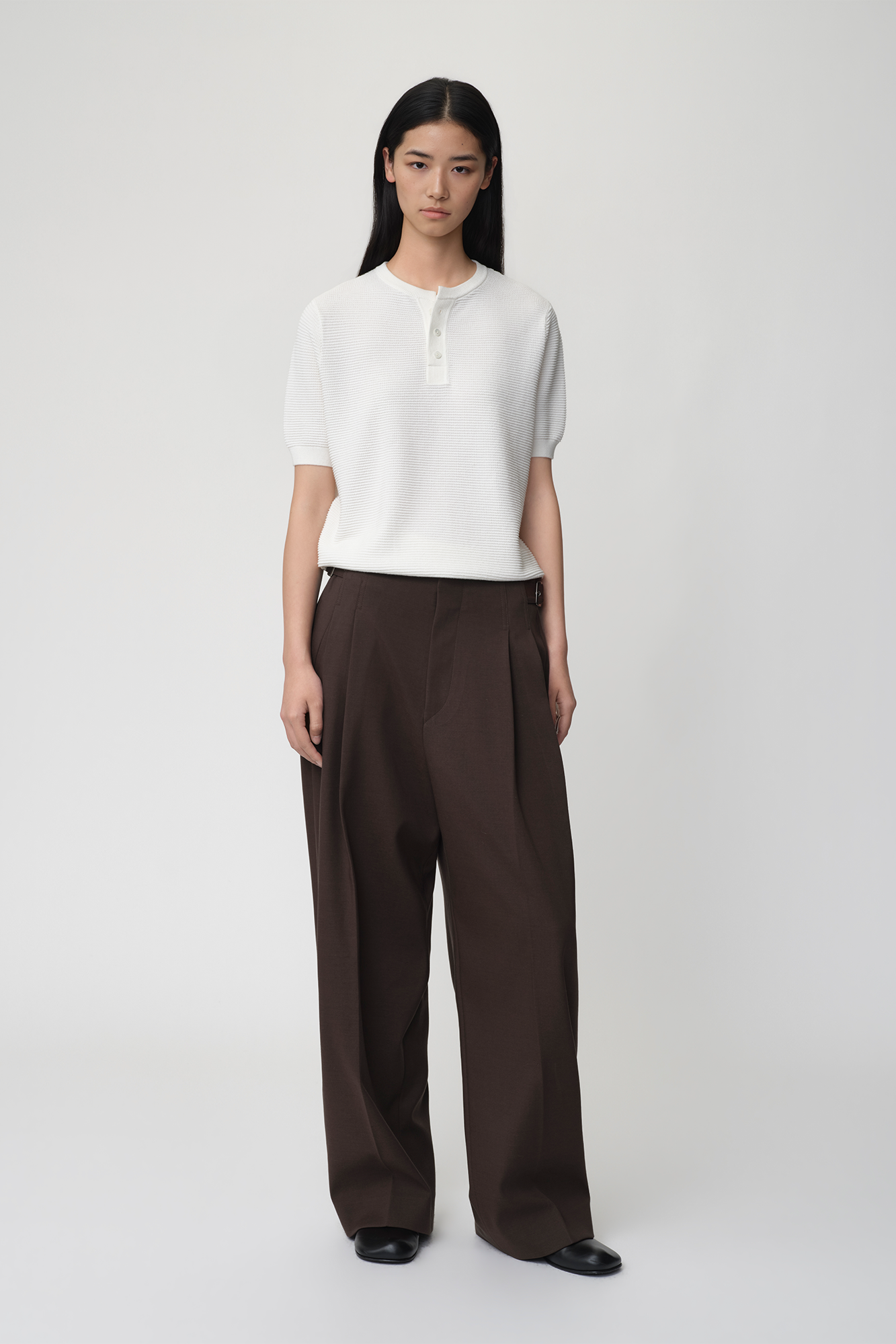 OPICLOTH Retro Double-Pleated Buckle-Tab Trousers, premium urban and streetwear designers apparel on PROJECTISR.com, OPICLOTH