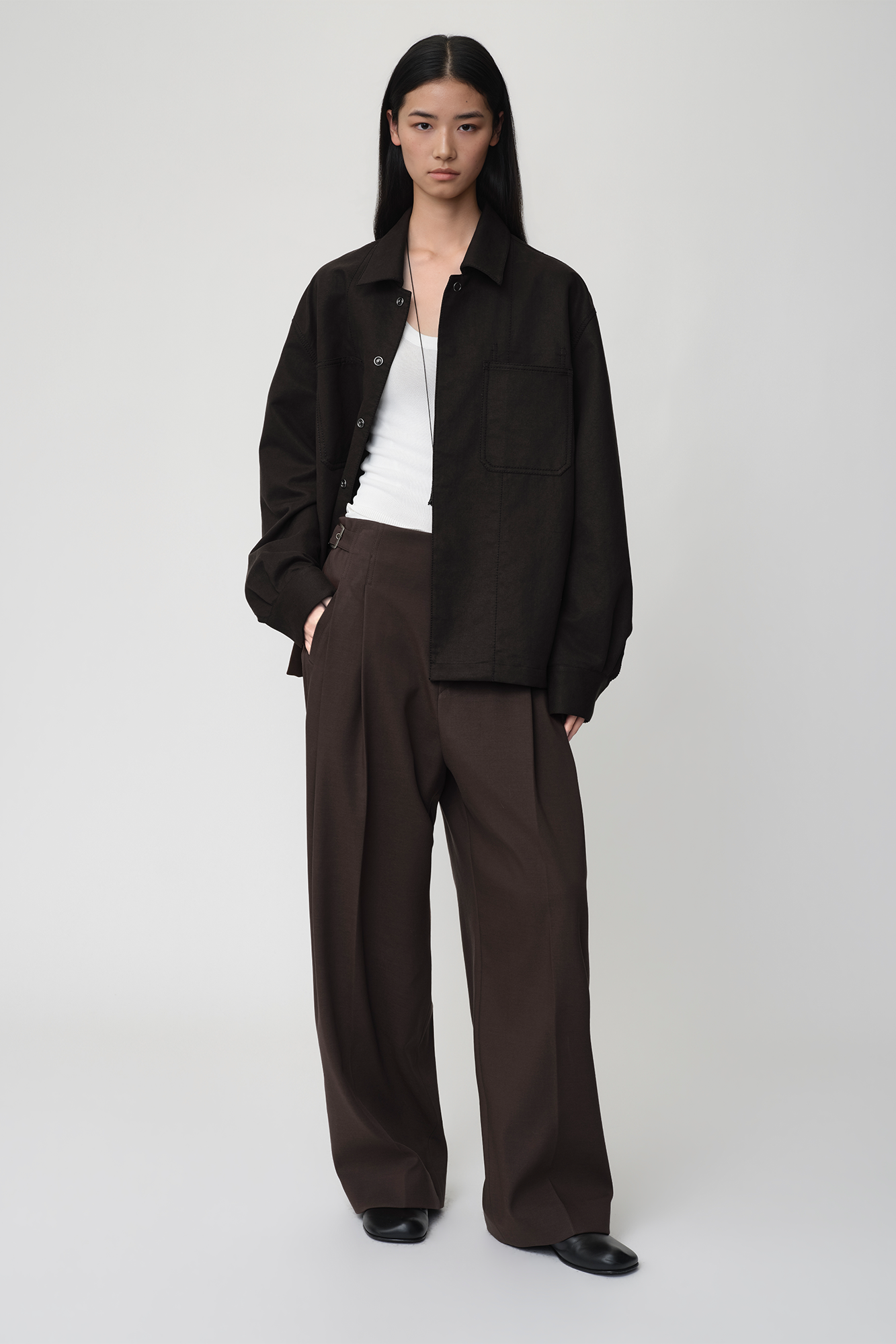 OPICLOTH Retro Double-Pleated Buckle-Tab Trousers, premium urban and streetwear designers apparel on PROJECTISR.com, OPICLOTH
