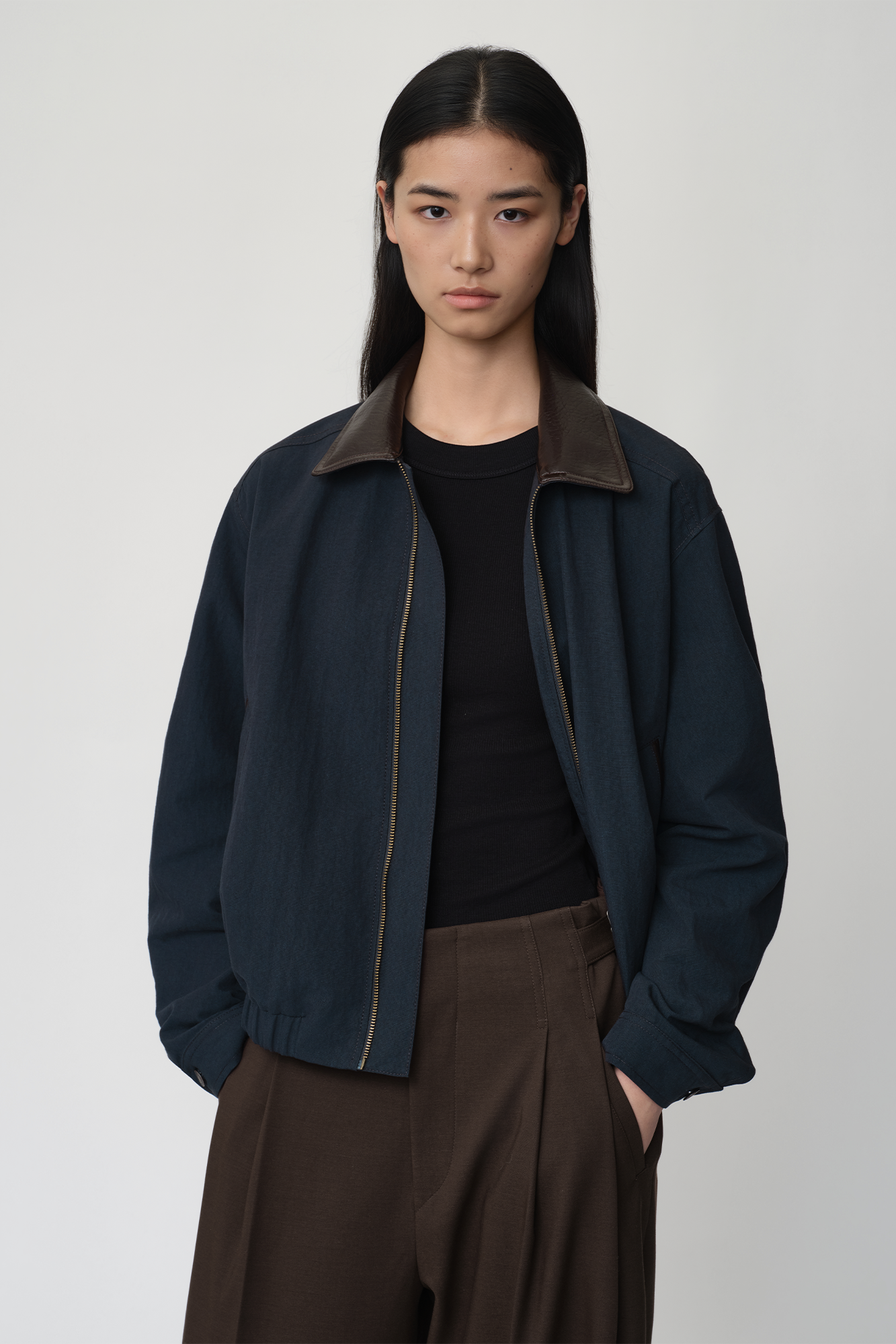 OPICLOTH Retro Contrast Leather Collar Jacket, premium urban and streetwear designers apparel on PROJECTISR.com, DND4DES