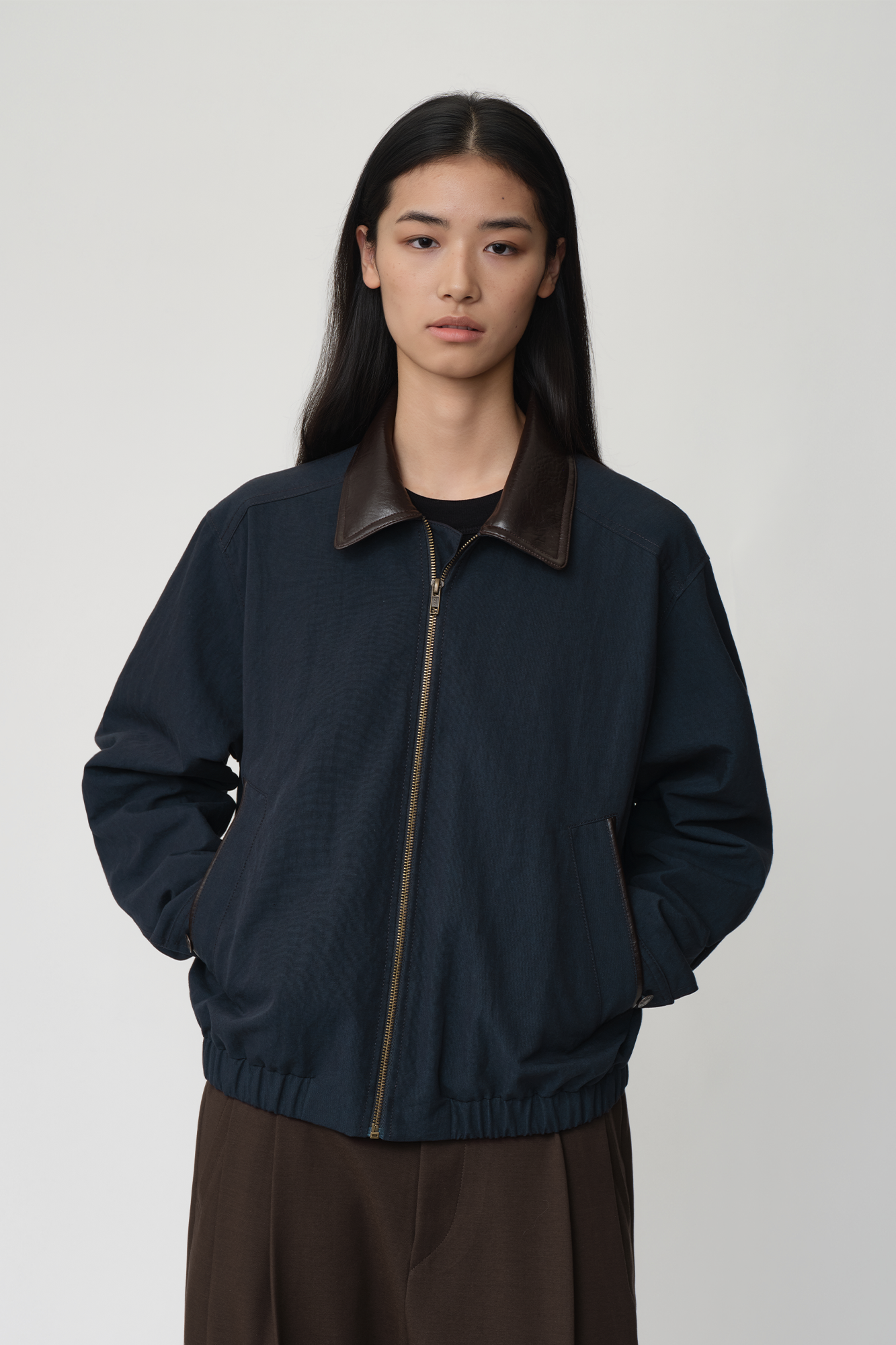 OPICLOTH Retro Contrast Leather Collar Jacket, premium urban and streetwear designers apparel on PROJECTISR.com, DND4DES