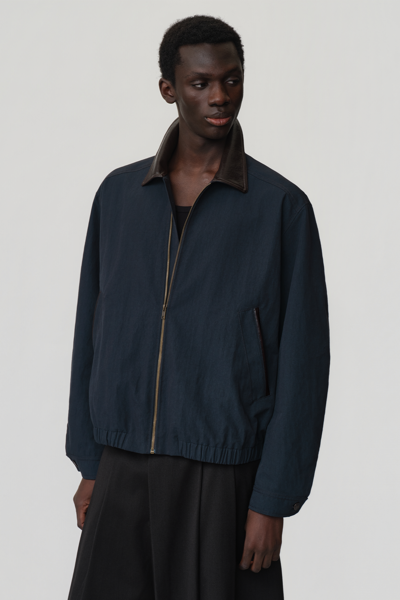OPICLOTH Retro Contrast Leather Collar Jacket, premium urban and streetwear designers apparel on PROJECTISR.com, DND4DES