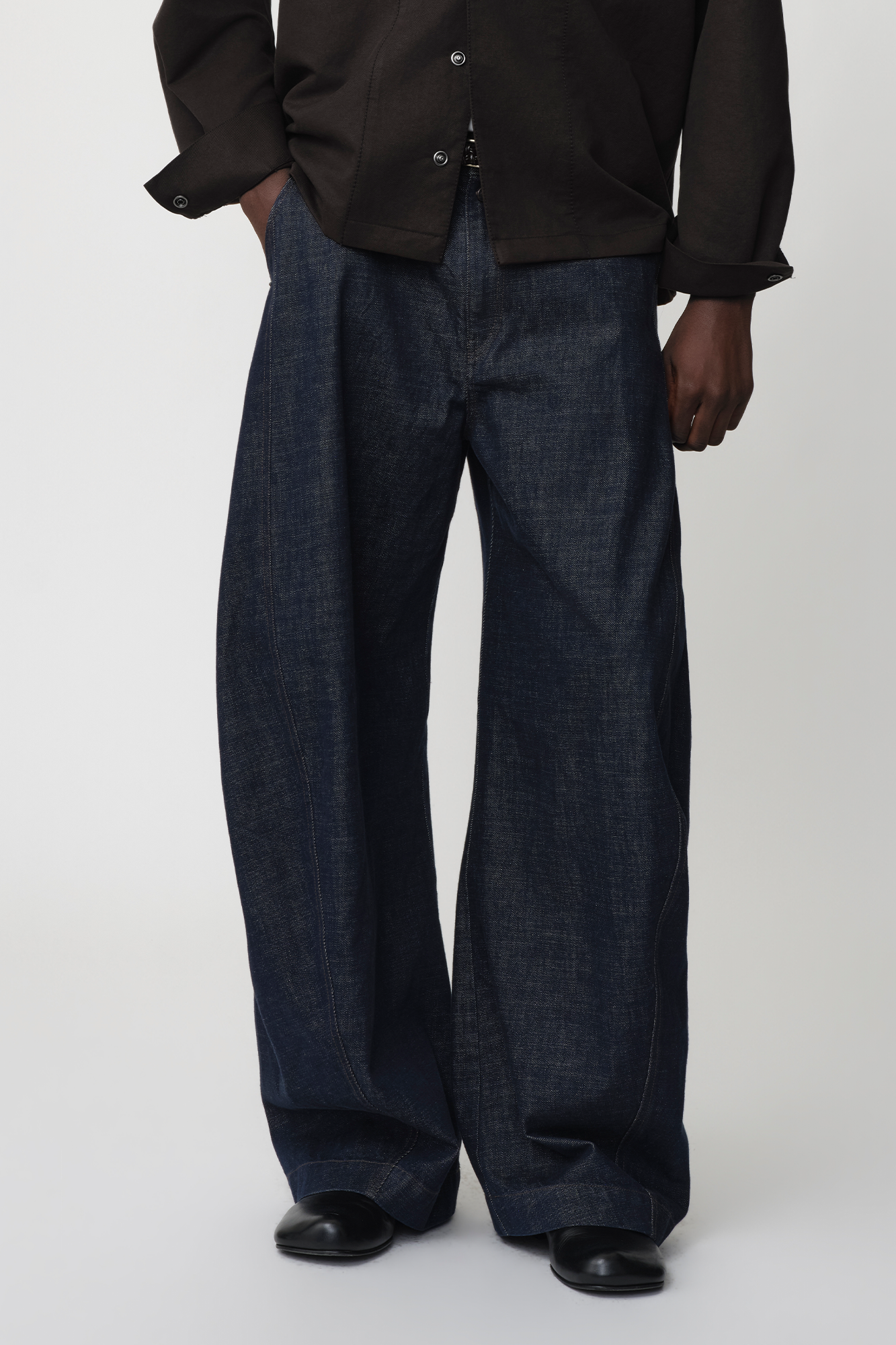 OPICLOTH Classic Indigo Curved-Leg Jeans, premium urban and streetwear designers apparel on PROJECTISR.com, DND4DES