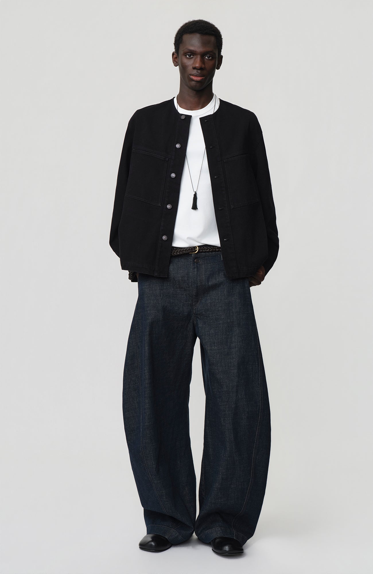 OPICLOTH Collarless Curve-Sleeve Jacket, premium urban and streetwear designers apparel on PROJECTISR.com, OPICLOTH