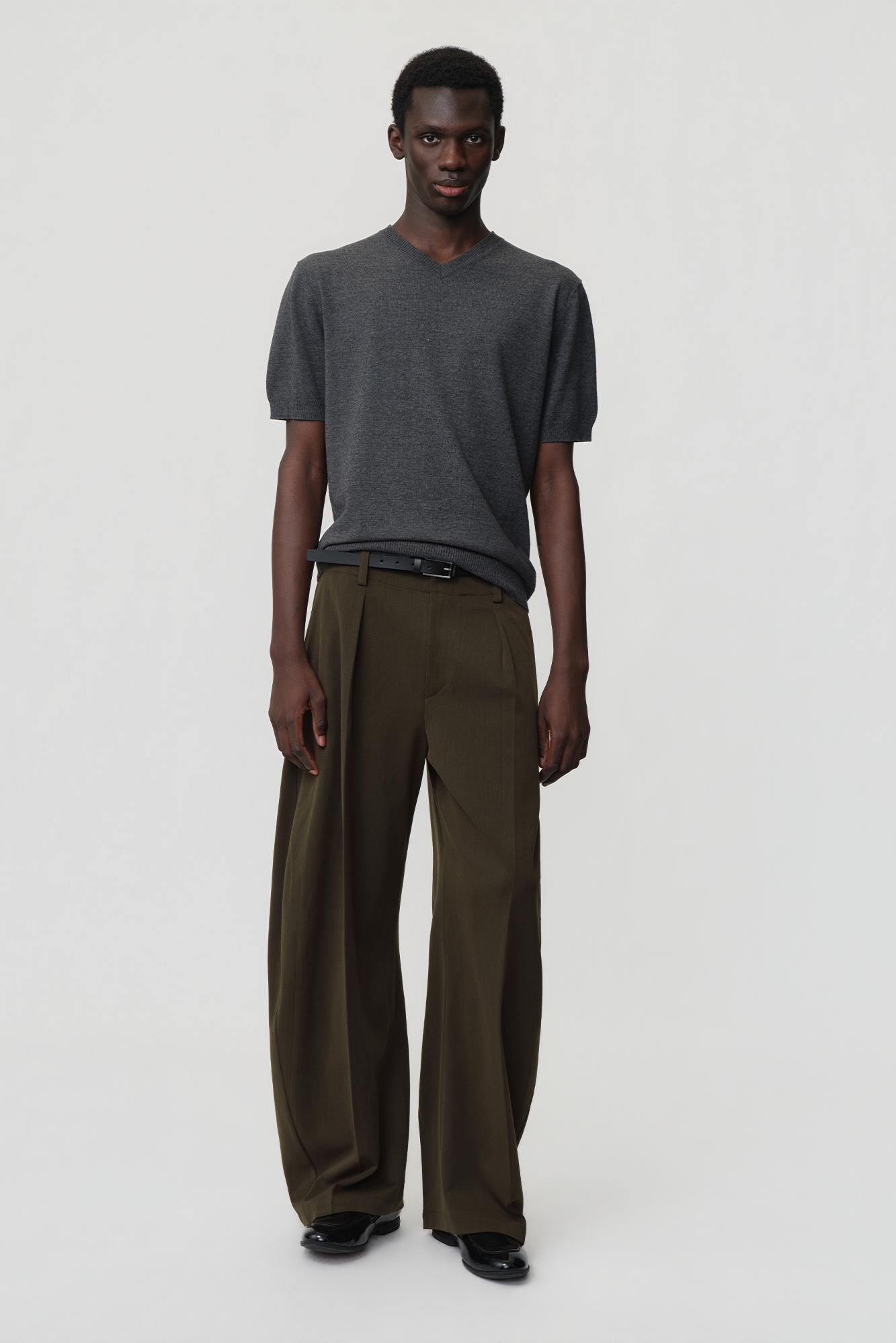 OPICLOTH Wool-Blend Double-Pleated Curved Trousers, premium urban and streetwear designers apparel on PROJECTISR.com, OPICLOTH