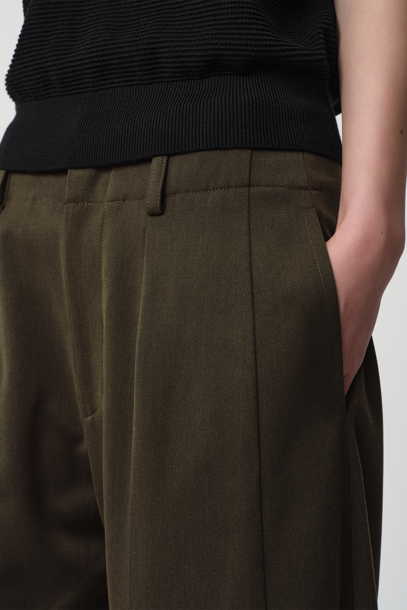 OPICLOTH Wool-Blend Double-Pleated Curved Trousers, premium urban and streetwear designers apparel on PROJECTISR.com, OPICLOTH