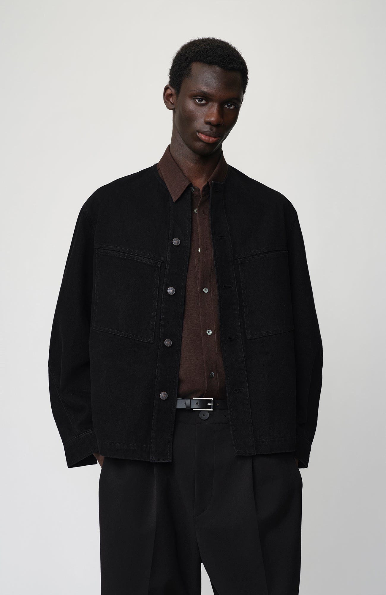 OPICLOTH Collarless Curve-Sleeve Jacket, premium urban and streetwear designers apparel on PROJECTISR.com, OPICLOTH