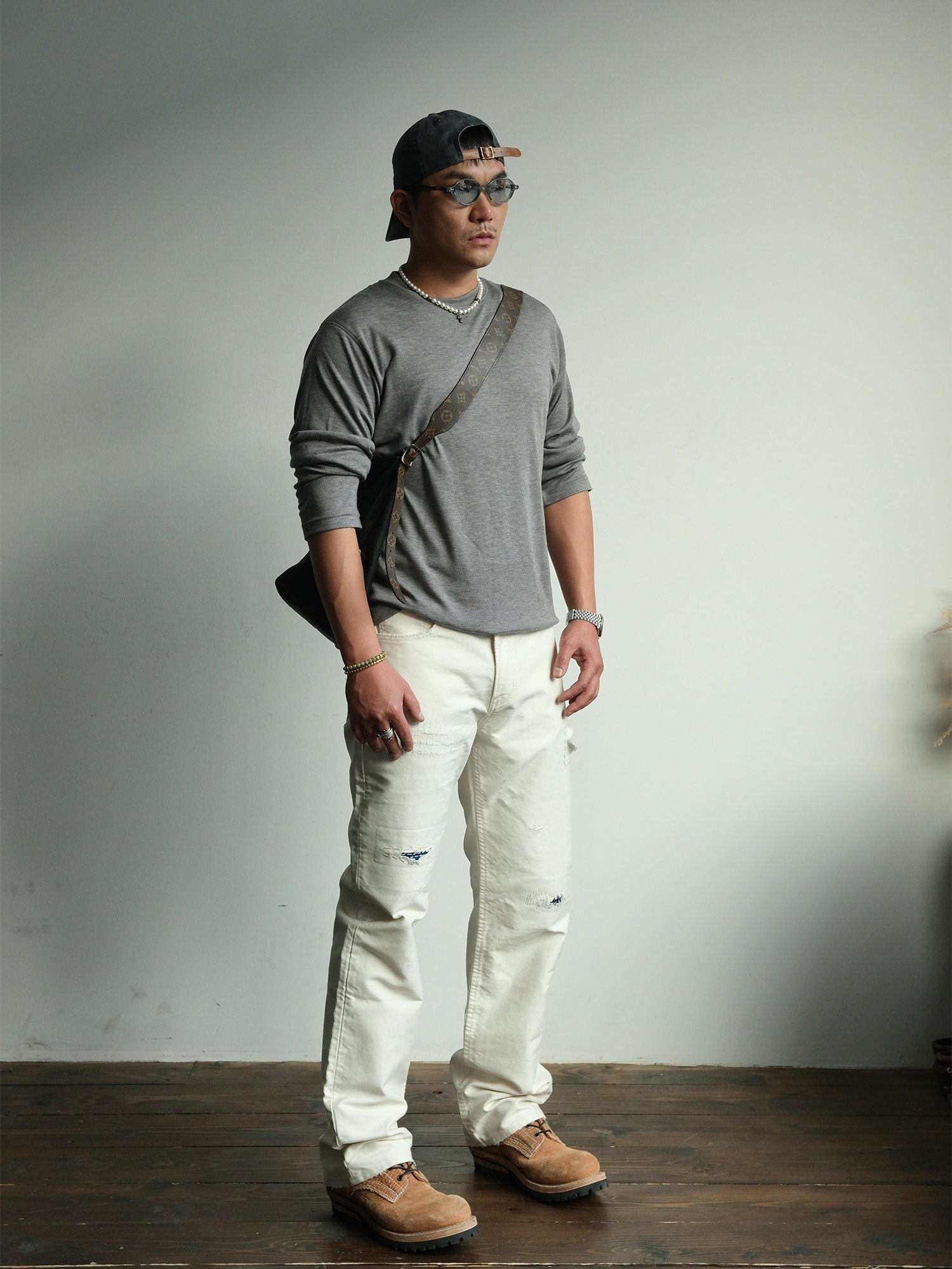 NEIGBORL Distressed Washed Patchwork Pants White, premium urban and streetwear designers apparel on PROJECTISR.com, NEIGBORL