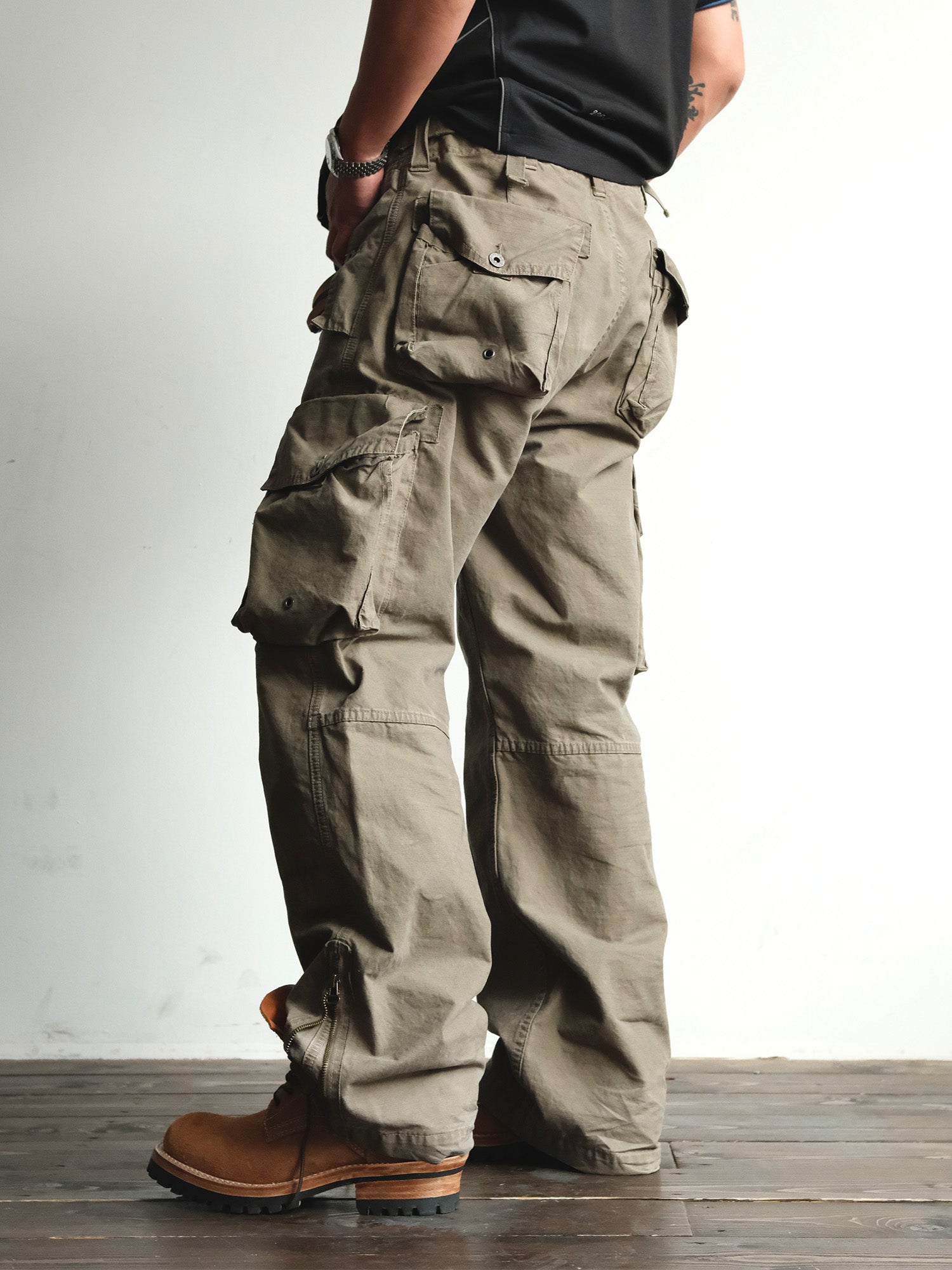 NEIGBORL Washed Distressed Multi-Pocket Cargo Pants, premium urban and streetwear designers apparel on PROJECTISR.com, NEIGBORL