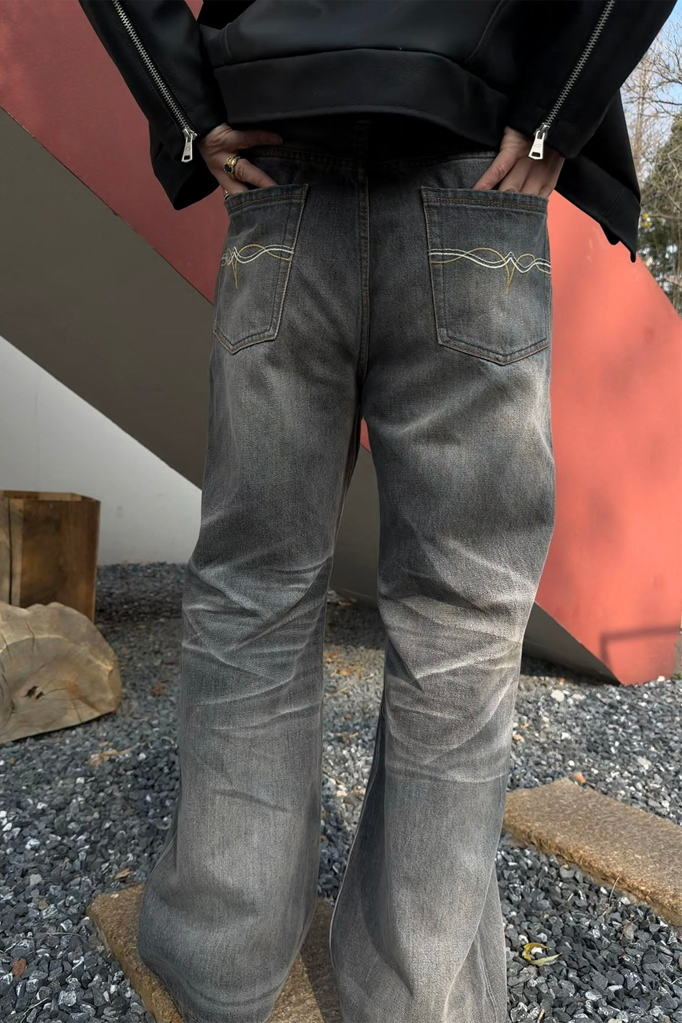 CATSSTAC Classic Whiskering Washed Jeans, premium urban and streetwear designers apparel on PROJECTISR.com, CATSSTAC
