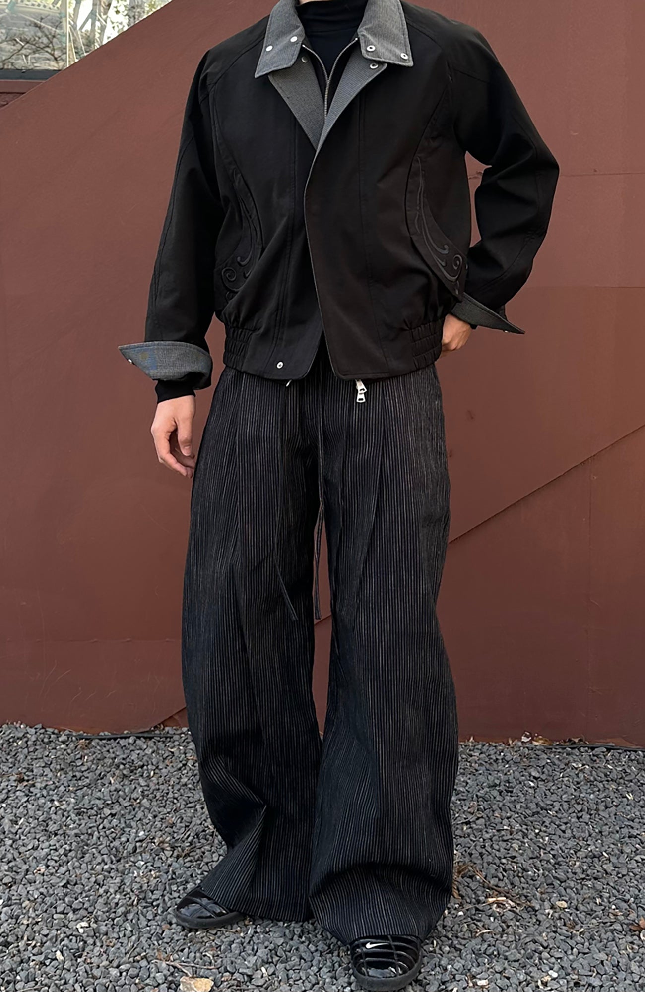 CATSSTAC Striped Double-Pleat Trousers, premium urban and streetwear designers apparel on PROJECTISR.com, CATSSTAC