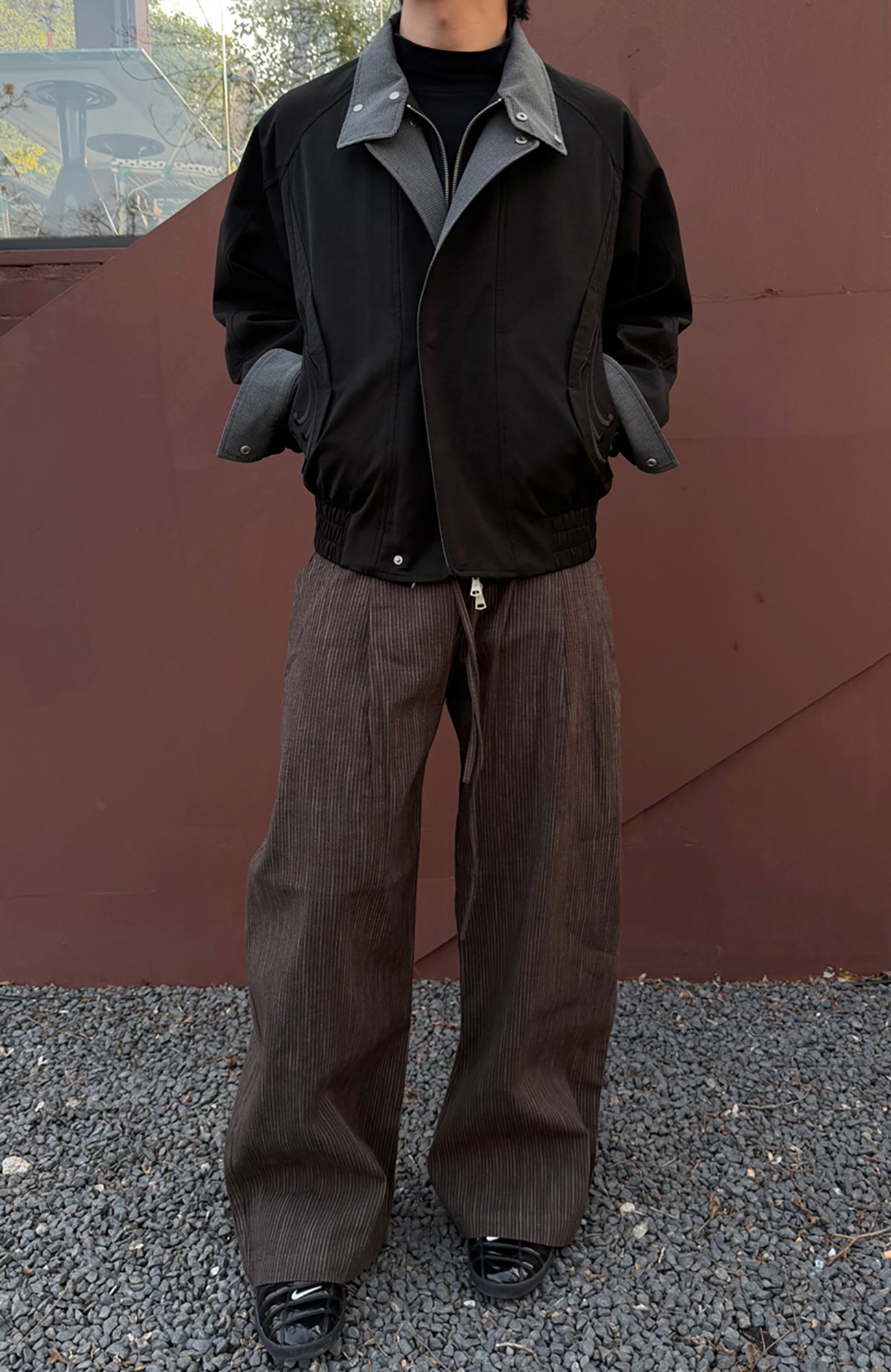 CATSSTAC Striped Double-Pleat Trousers, premium urban and streetwear designers apparel on PROJECTISR.com, CATSSTAC