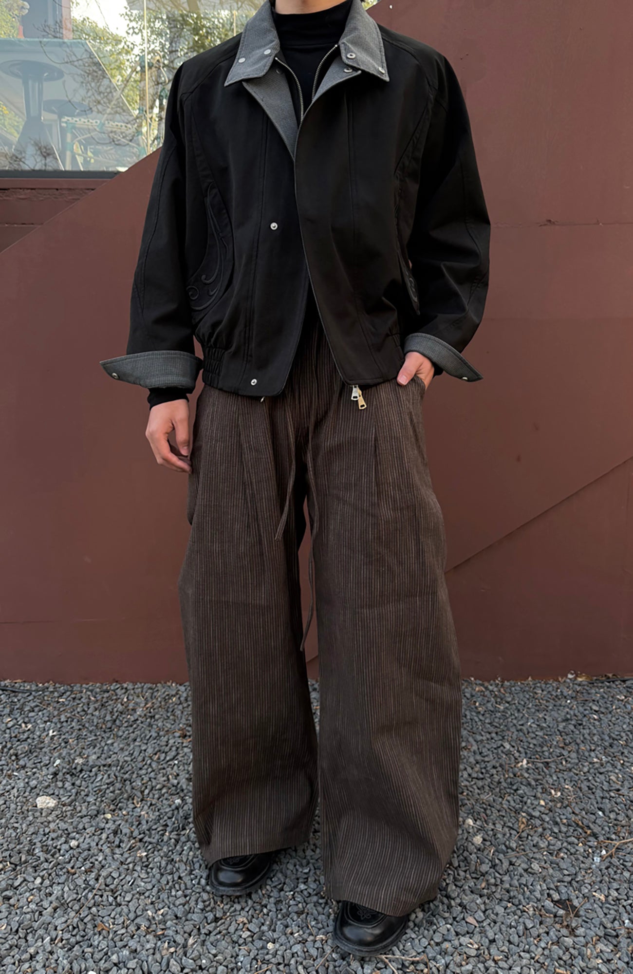 CATSSTAC Striped Double-Pleat Trousers, premium urban and streetwear designers apparel on PROJECTISR.com, CATSSTAC