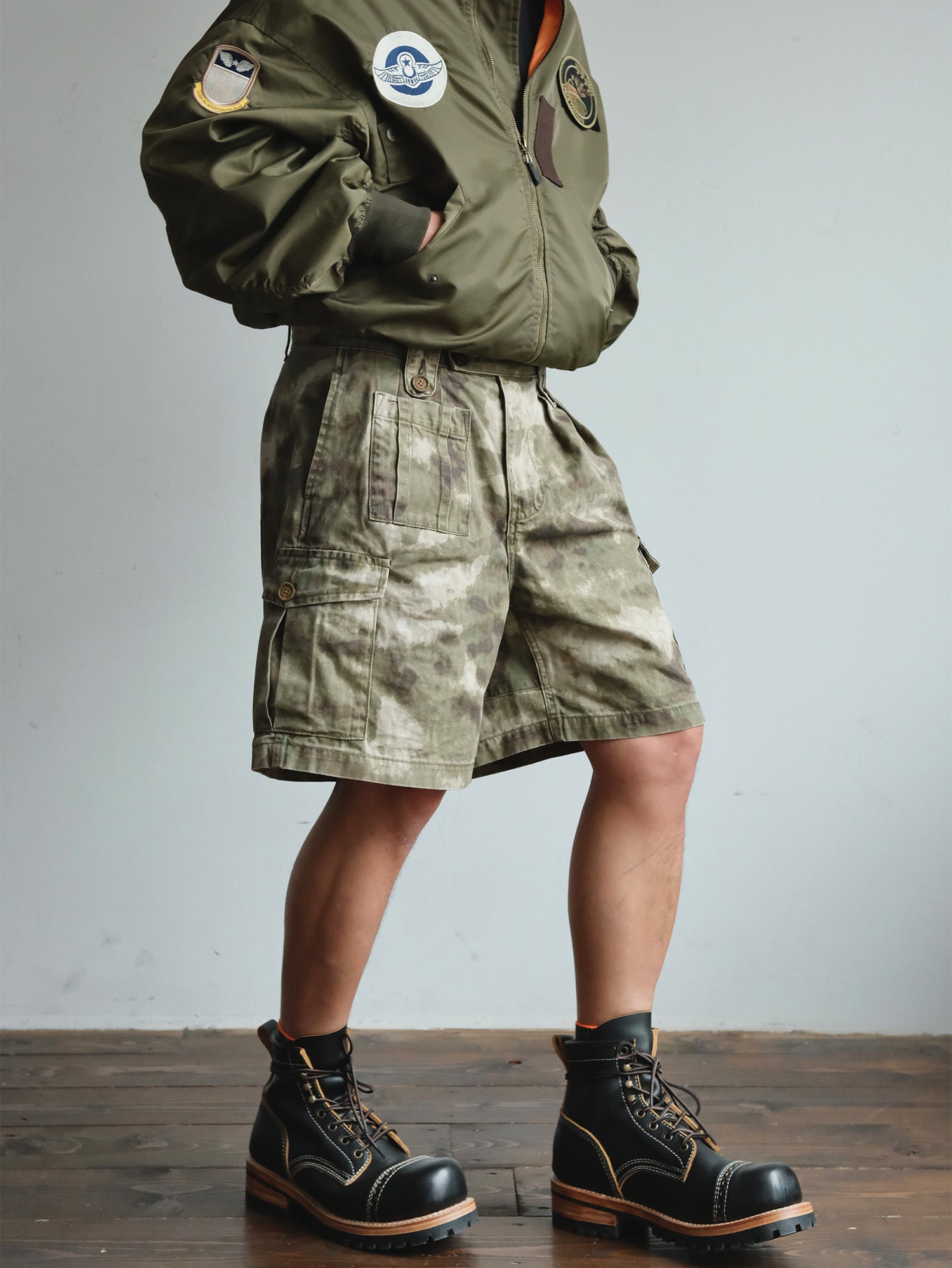 NEIGBORL Retro Washed Camo Cargo Shorts, premium urban and streetwear designers apparel on PROJECTISR.com, NEIGBORL