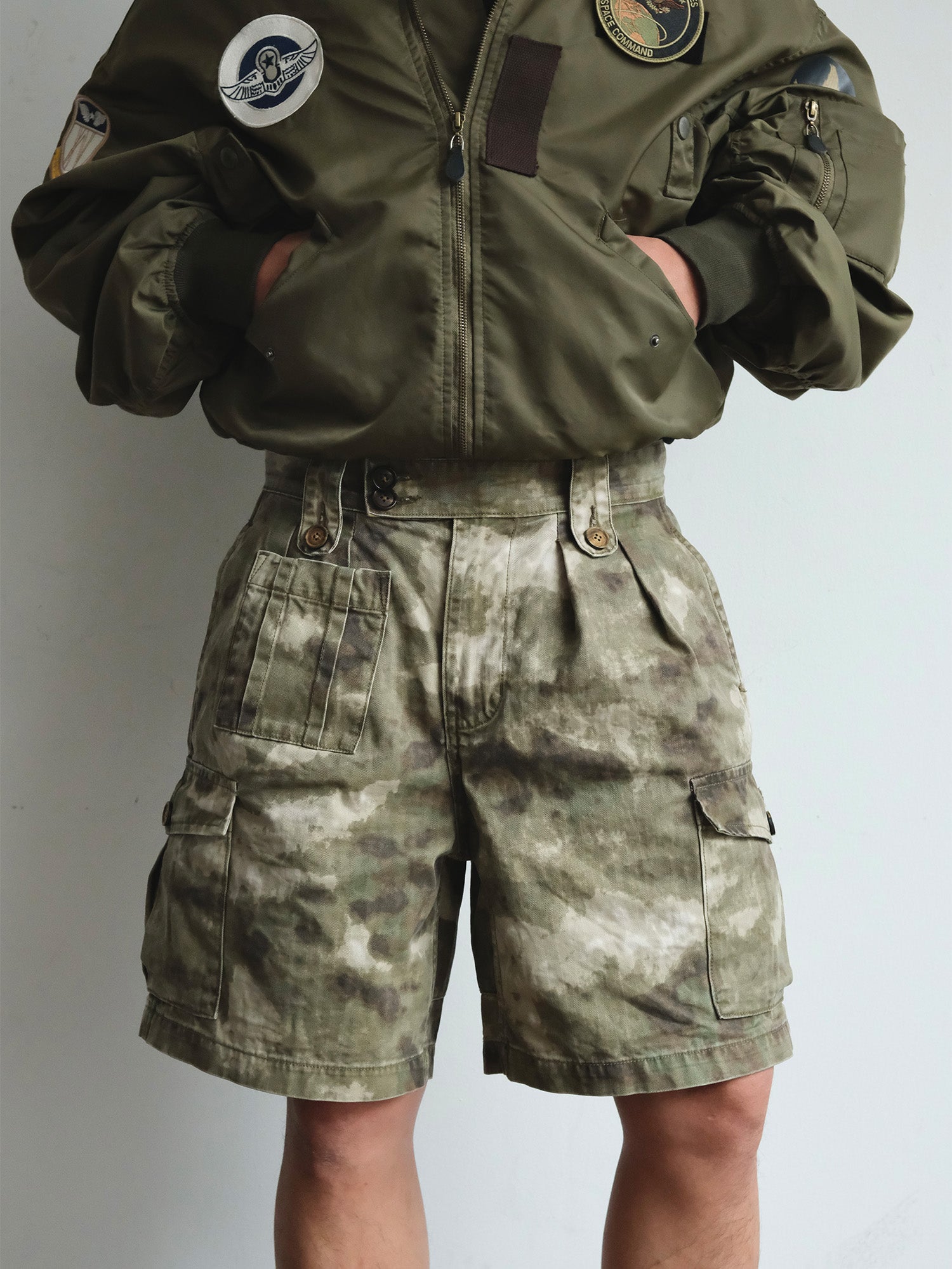 NEIGBORL Retro Washed Camo Cargo Shorts, premium urban and streetwear designers apparel on PROJECTISR.com, NEIGBORL