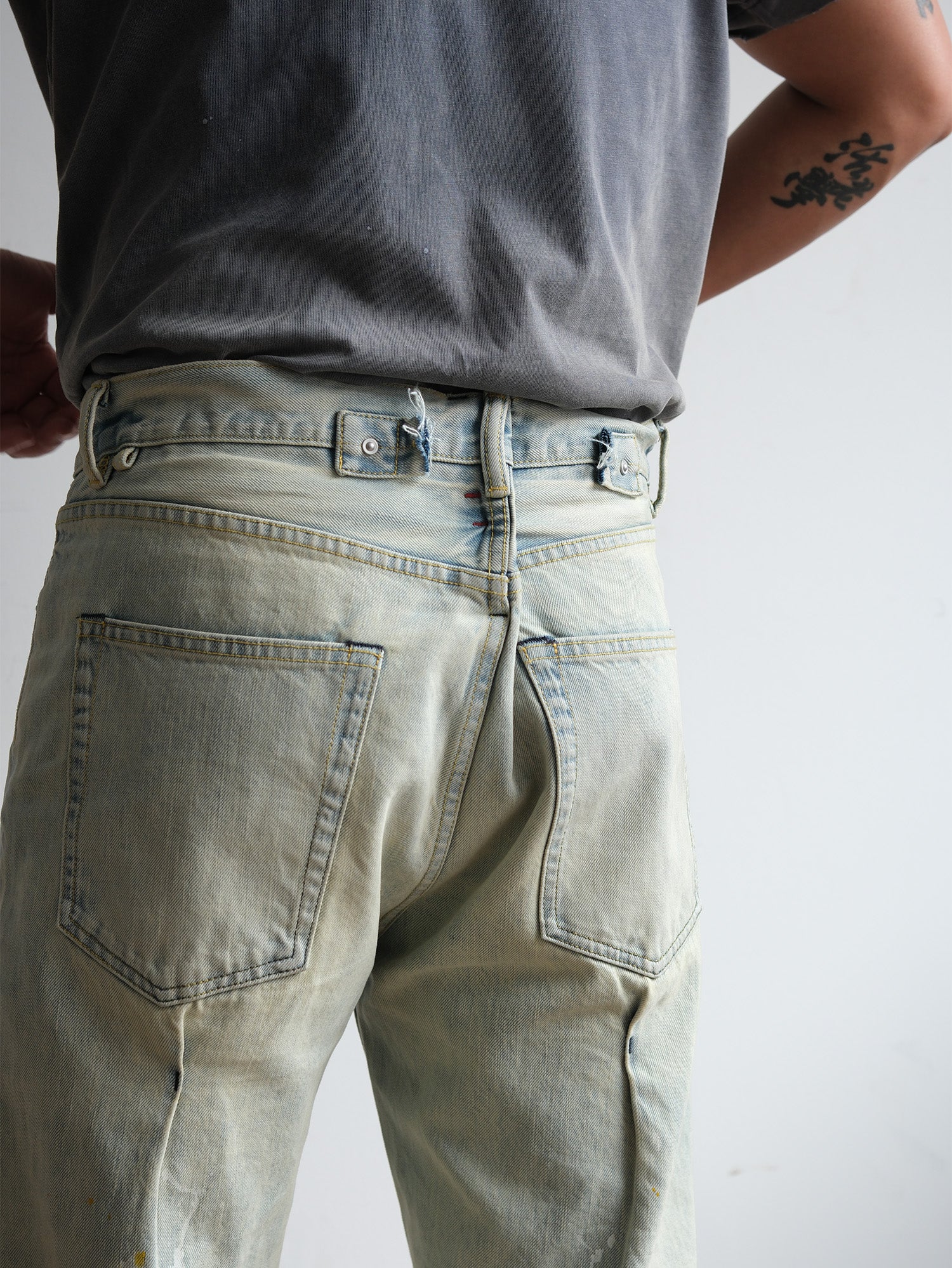 NEIGBORL Washed Paint-Splatter Straight-Leg Jeans, premium urban and streetwear designers apparel on PROJECTISR.com, NEIGBORL