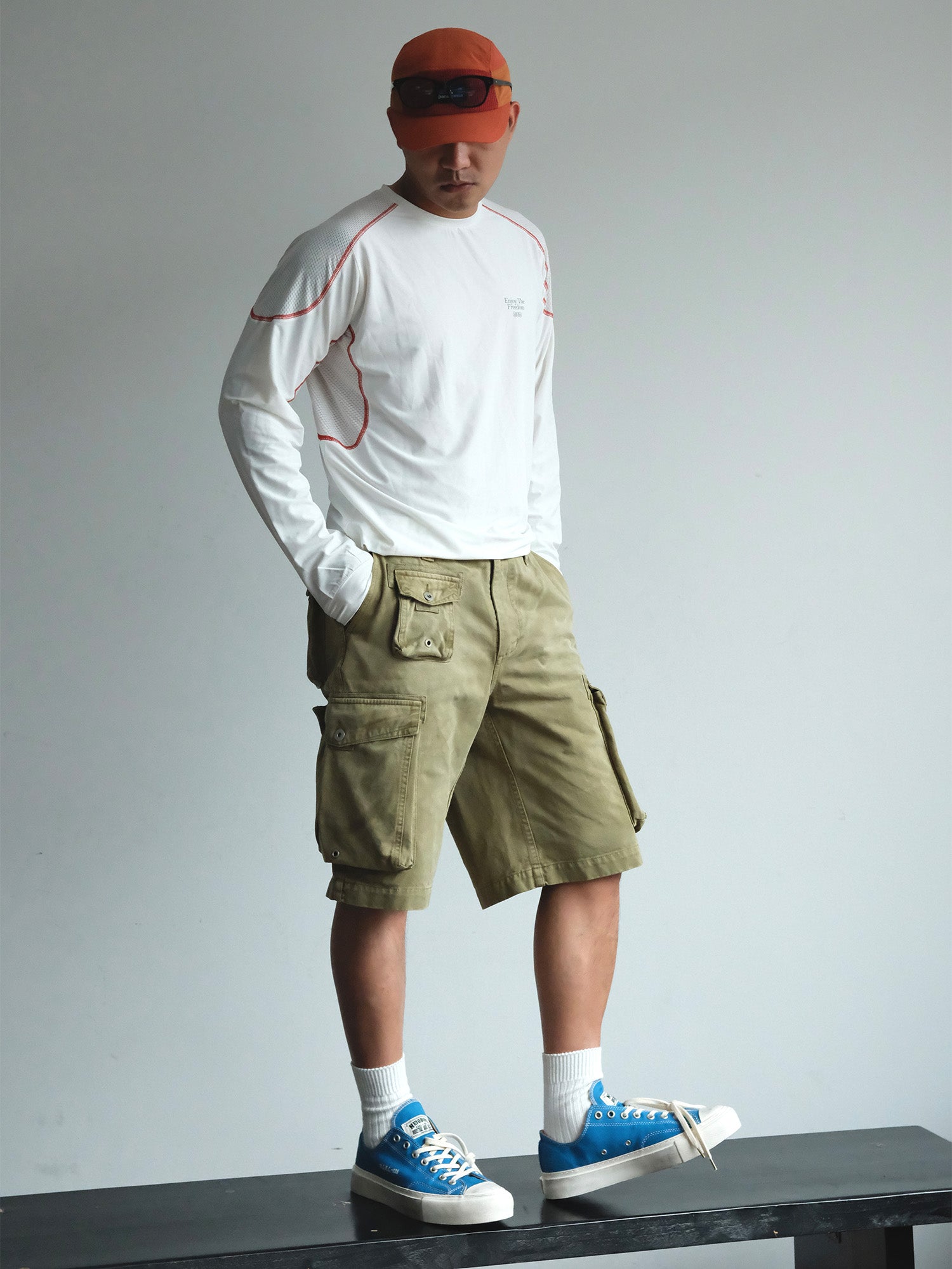 NEIGBORL Washed Sulfur-Dyed Multi-Pocket Cargo Shorts, premium urban and streetwear designers apparel on PROJECTISR.com, NEIGBORL