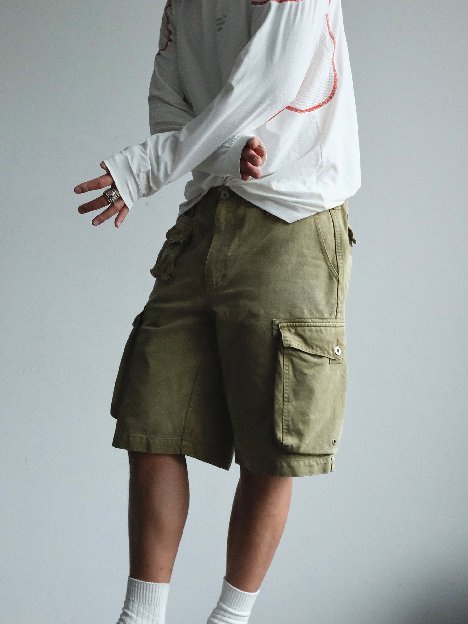 NEIGBORL Washed Sulfur-Dyed Multi-Pocket Cargo Shorts, premium urban and streetwear designers apparel on PROJECTISR.com, NEIGBORL