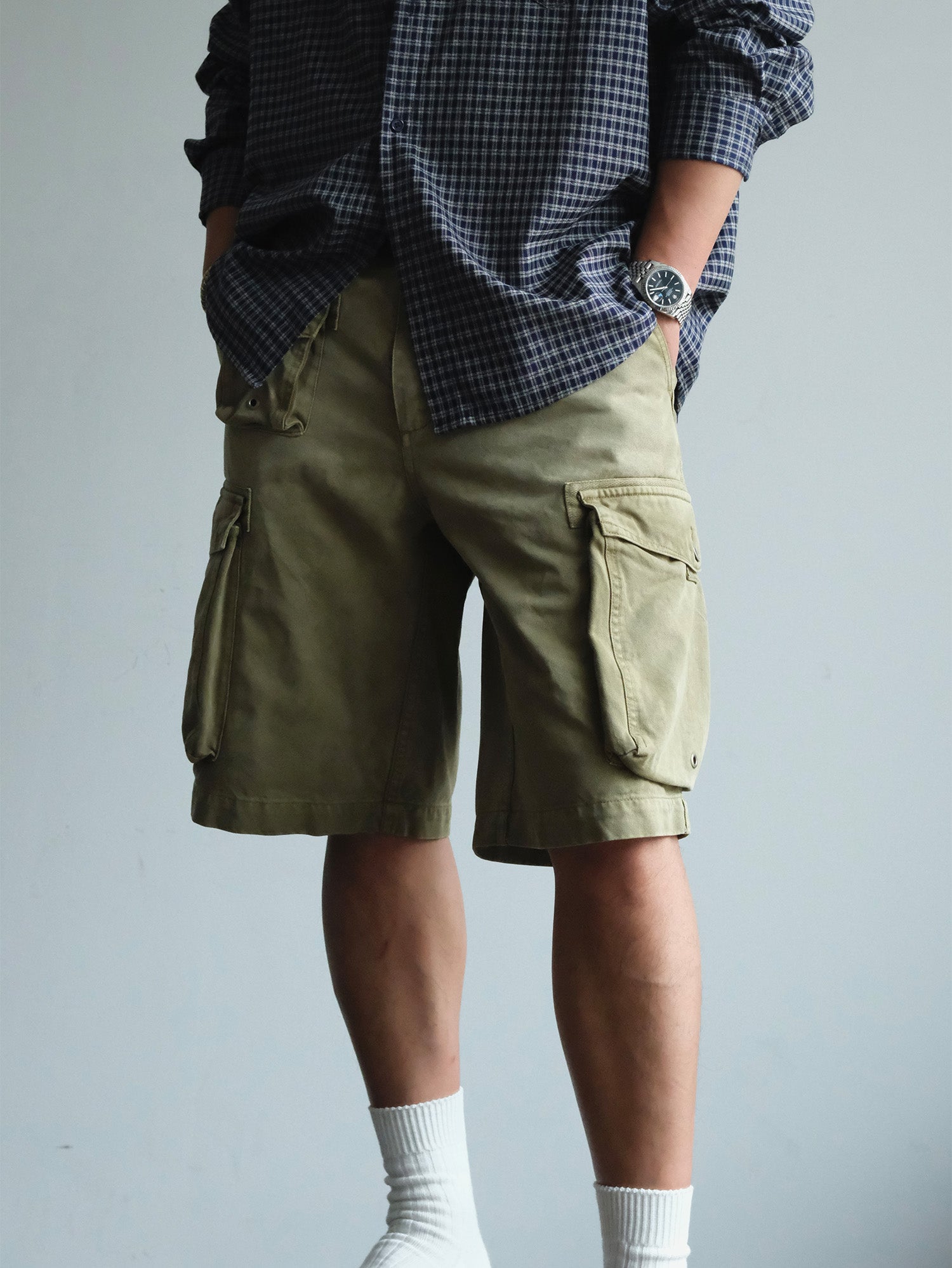 NEIGBORL Washed Sulfur-Dyed Multi-Pocket Cargo Shorts, premium urban and streetwear designers apparel on PROJECTISR.com, NEIGBORL