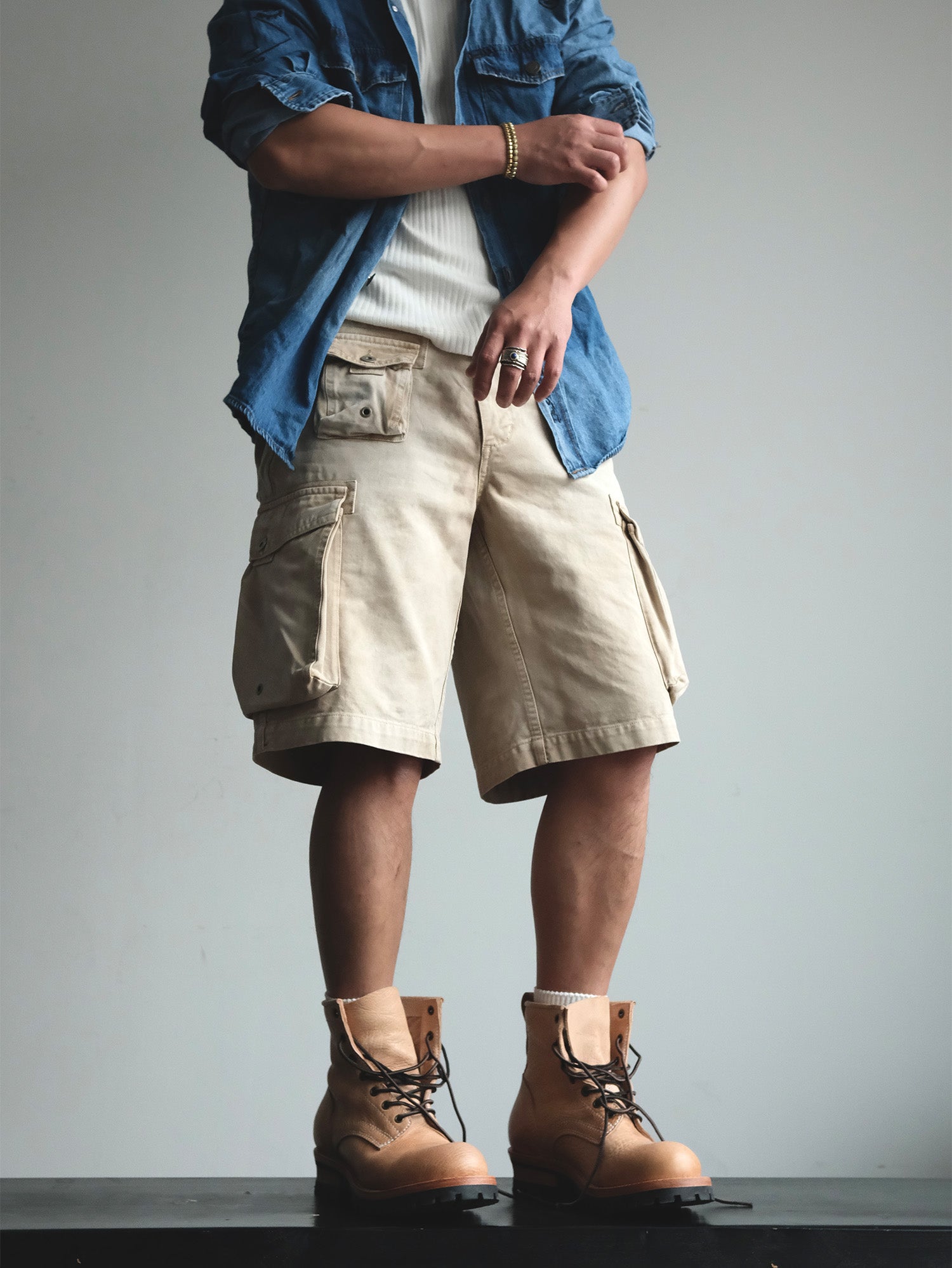 NEIGBORL Washed Sulfur-Dyed Multi-Pocket Cargo Shorts, premium urban and streetwear designers apparel on PROJECTISR.com, NEIGBORL