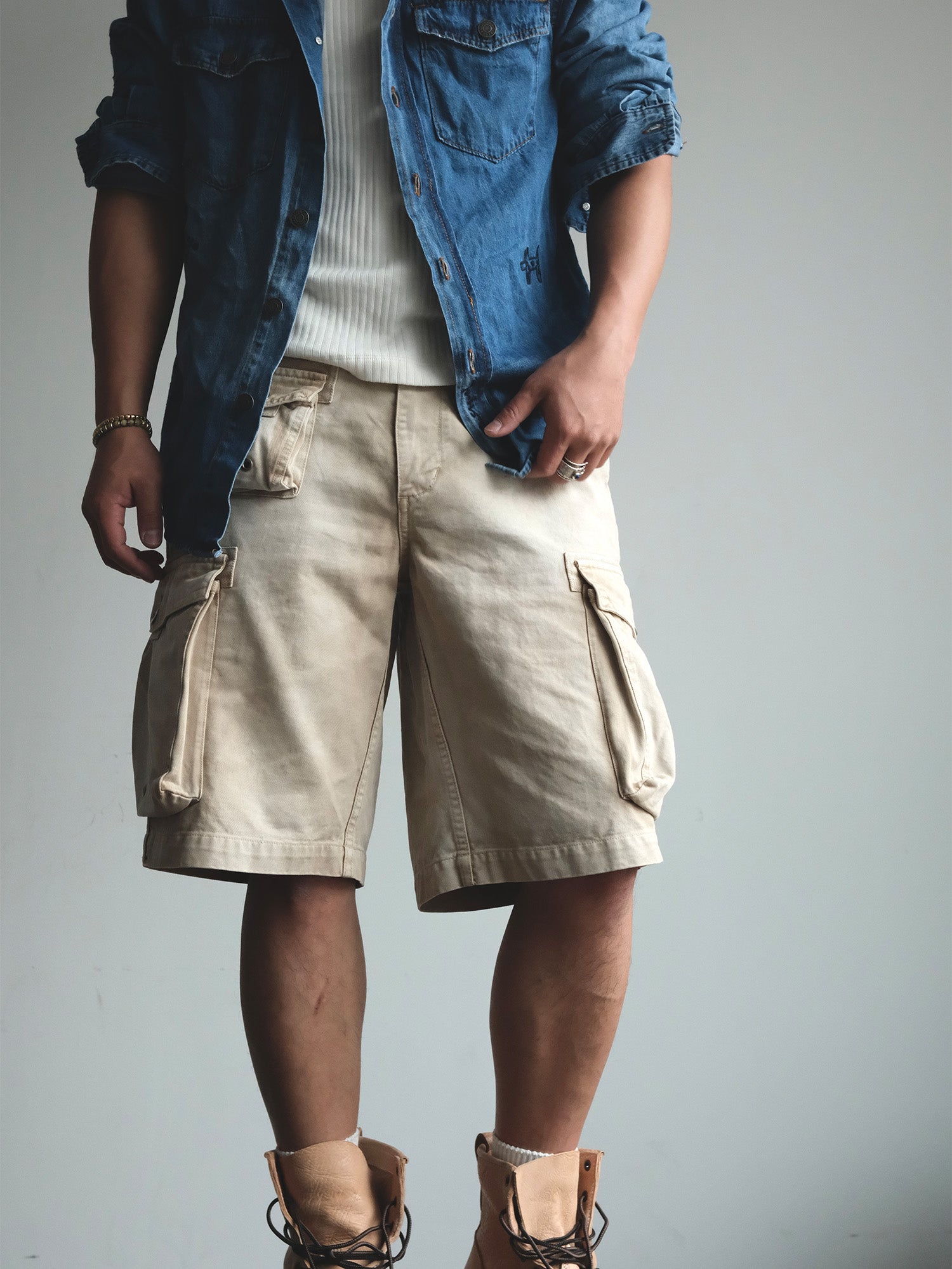 NEIGBORL Washed Sulfur-Dyed Multi-Pocket Cargo Shorts, premium urban and streetwear designers apparel on PROJECTISR.com, NEIGBORL