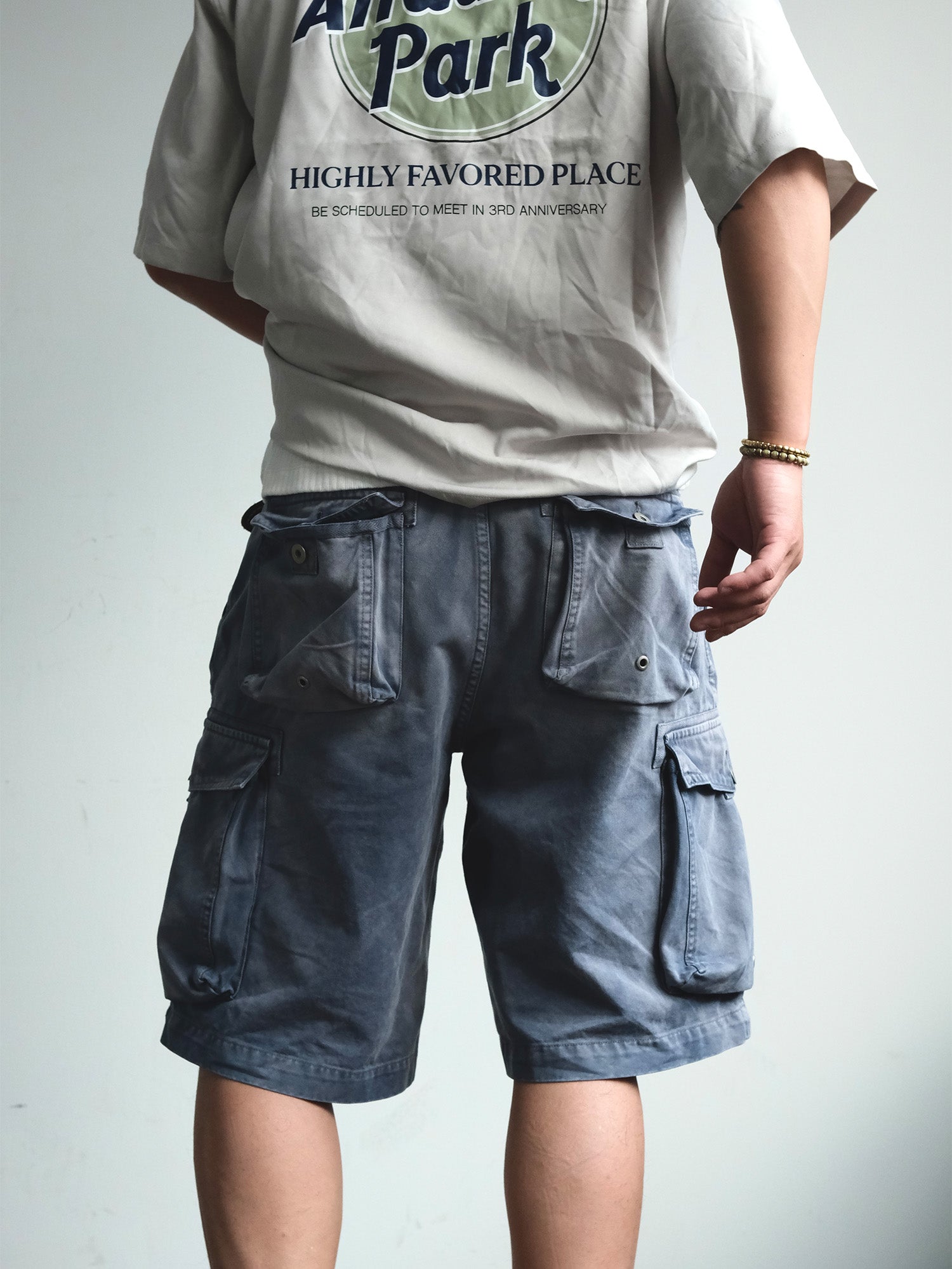 NEIGBORL Washed Sulfur-Dyed Multi-Pocket Cargo Shorts, premium urban and streetwear designers apparel on PROJECTISR.com, NEIGBORL