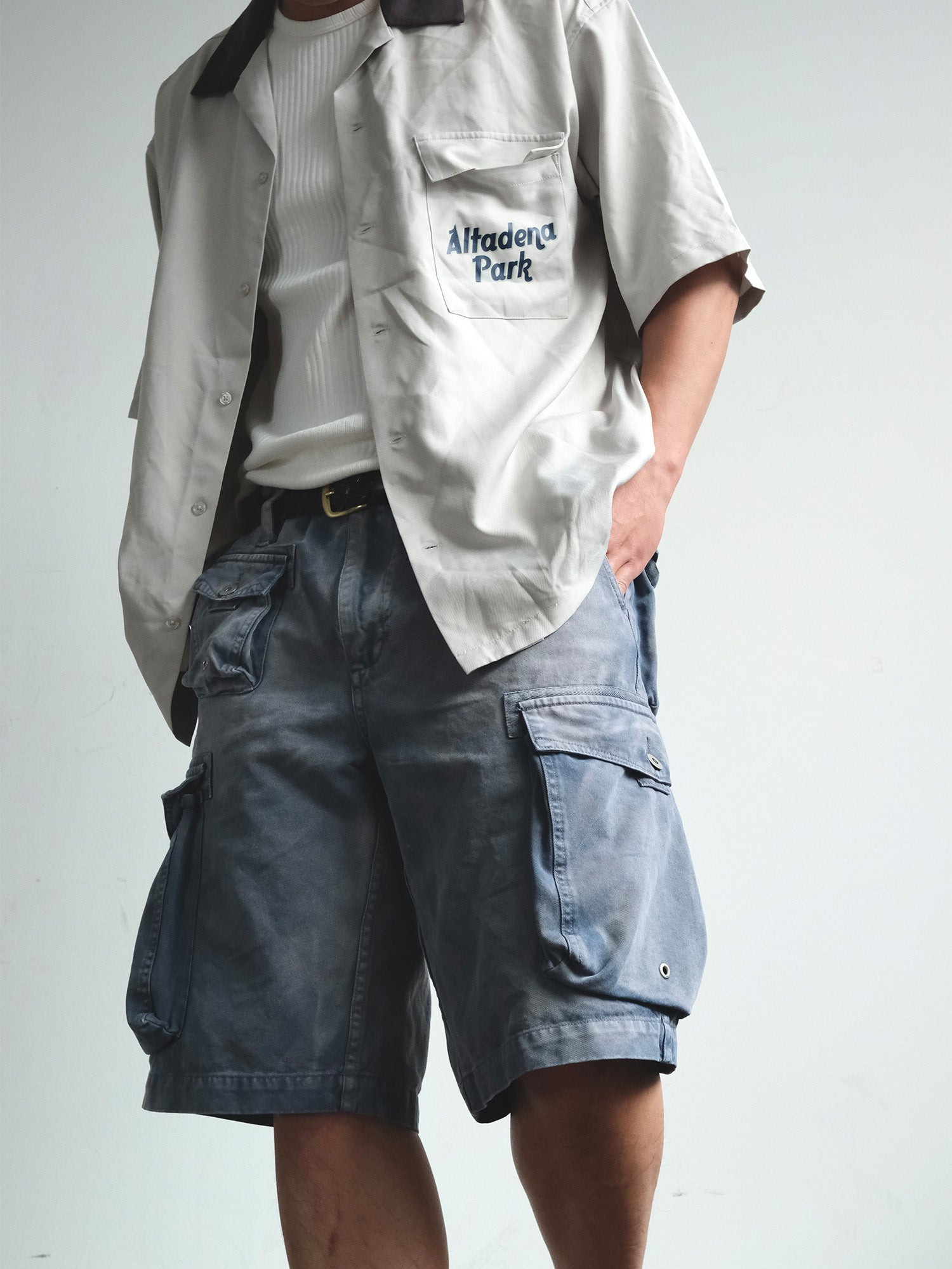NEIGBORL Washed Sulfur-Dyed Multi-Pocket Cargo Shorts, premium urban and streetwear designers apparel on PROJECTISR.com, NEIGBORL