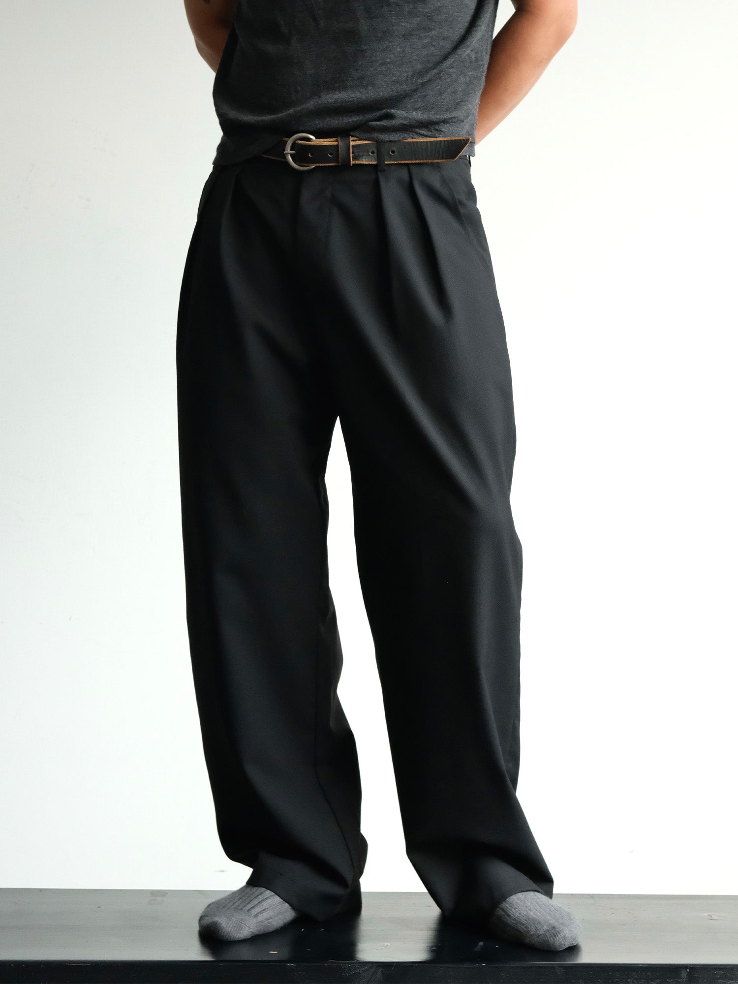 NEIGBORL Wool Double-Pleated Straight-Leg Trousers, premium urban and streetwear designers apparel on PROJECTISR.com, NEIGBORL