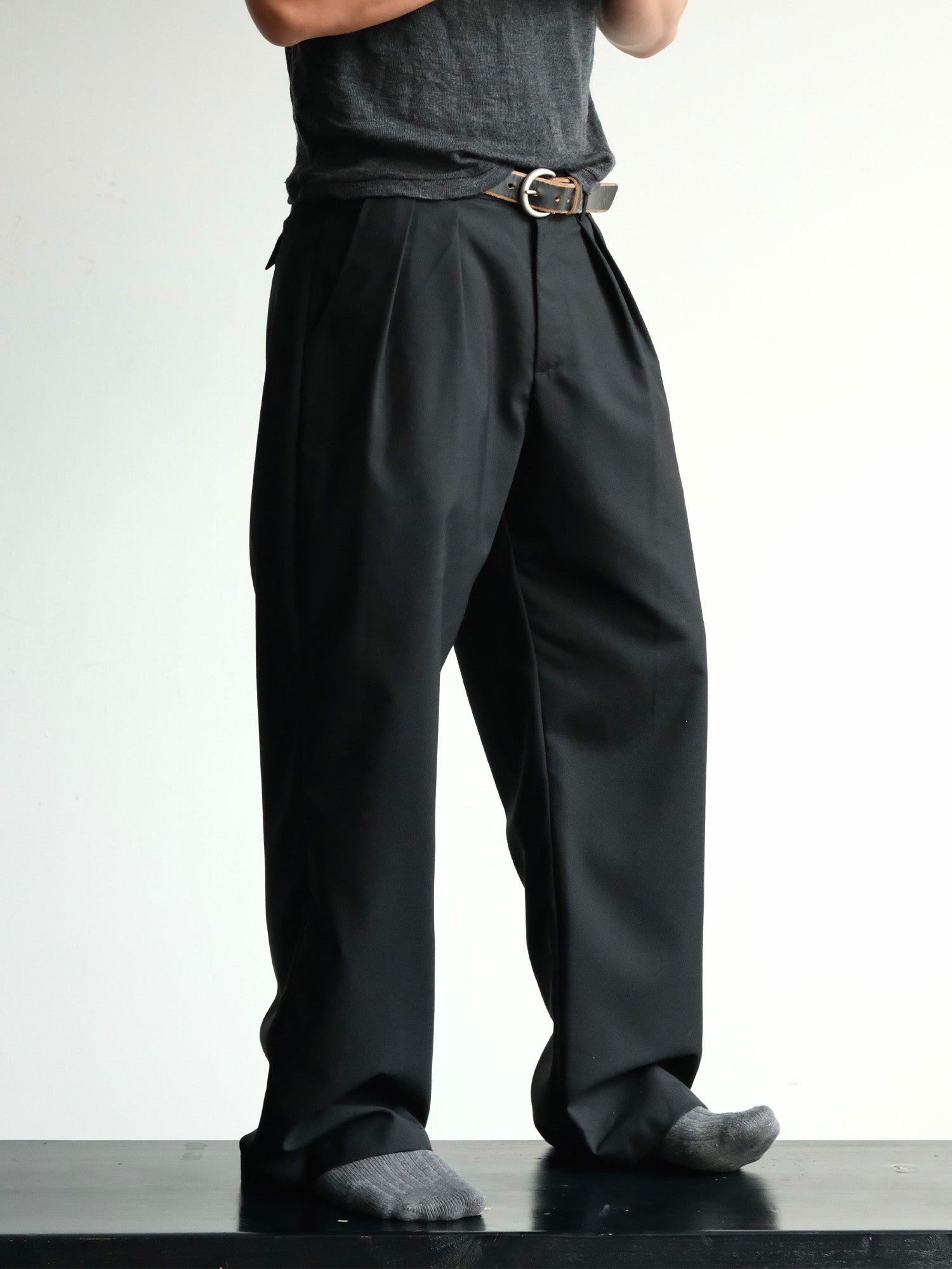 NEIGBORL Wool Double-Pleated Straight-Leg Trousers, premium urban and streetwear designers apparel on PROJECTISR.com, NEIGBORL