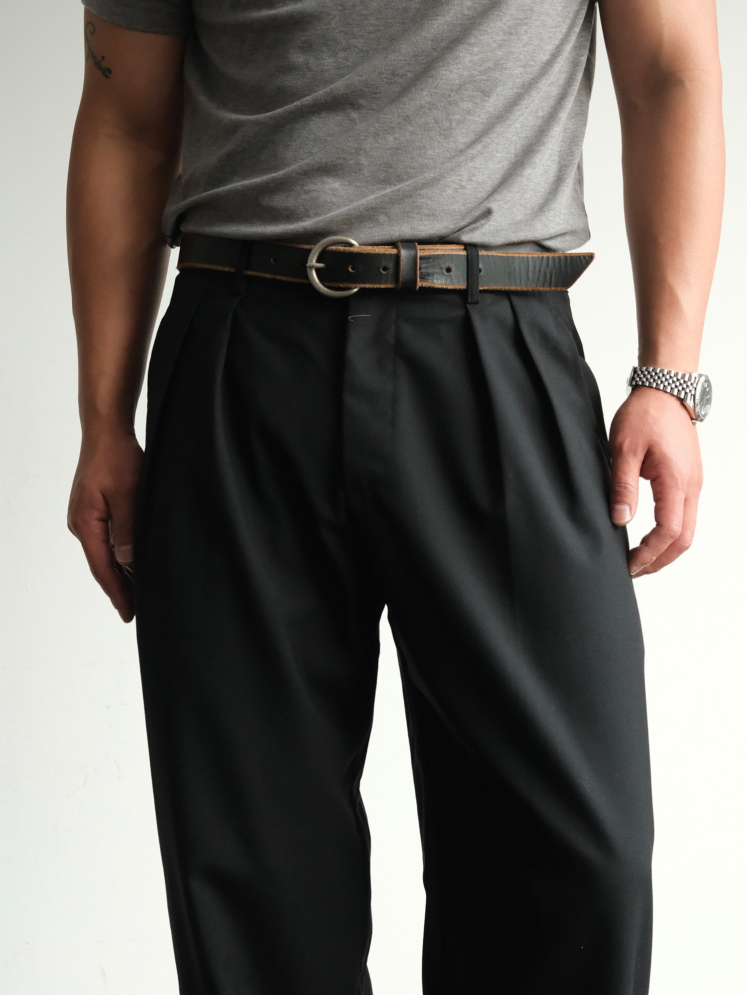 NEIGBORL Wool Double-Pleated Straight-Leg Trousers, premium urban and streetwear designers apparel on PROJECTISR.com, NEIGBORL