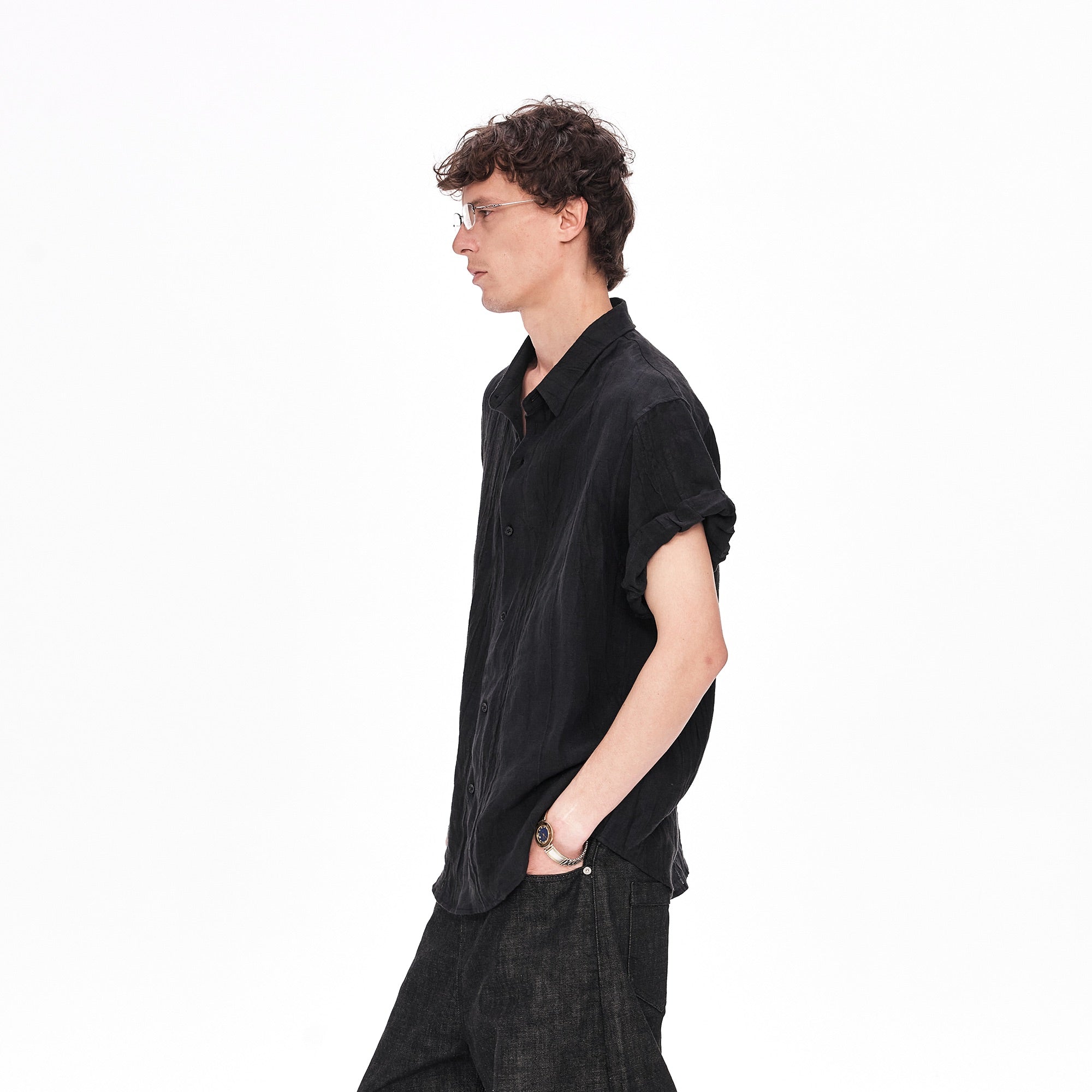 LABELROOM Rolled-Sleeve Linen Shirt, premium urban and streetwear designers apparel on PROJECTISR.com, LABELROOM