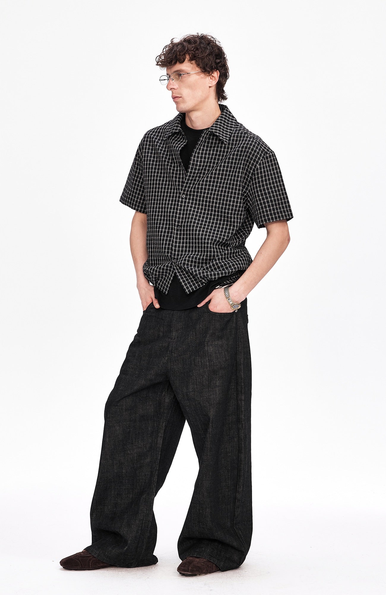 LABELROOM Seersucker Drawstring Check Shirt, premium urban and streetwear designers apparel on PROJECTISR.com, LABELROOM