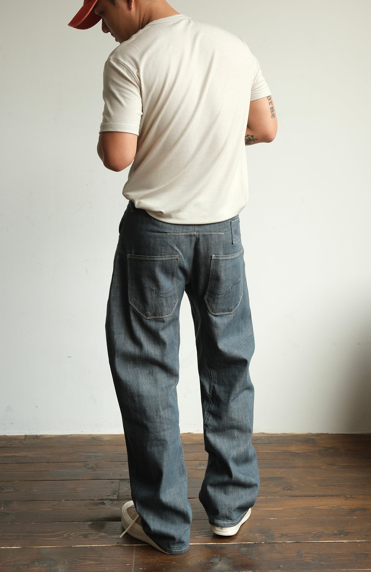 NEIGBORL Back-Buckle Washed Raw Denim Pants, premium urban and streetwear designers apparel on PROJECTISR.com, NEIGBORL