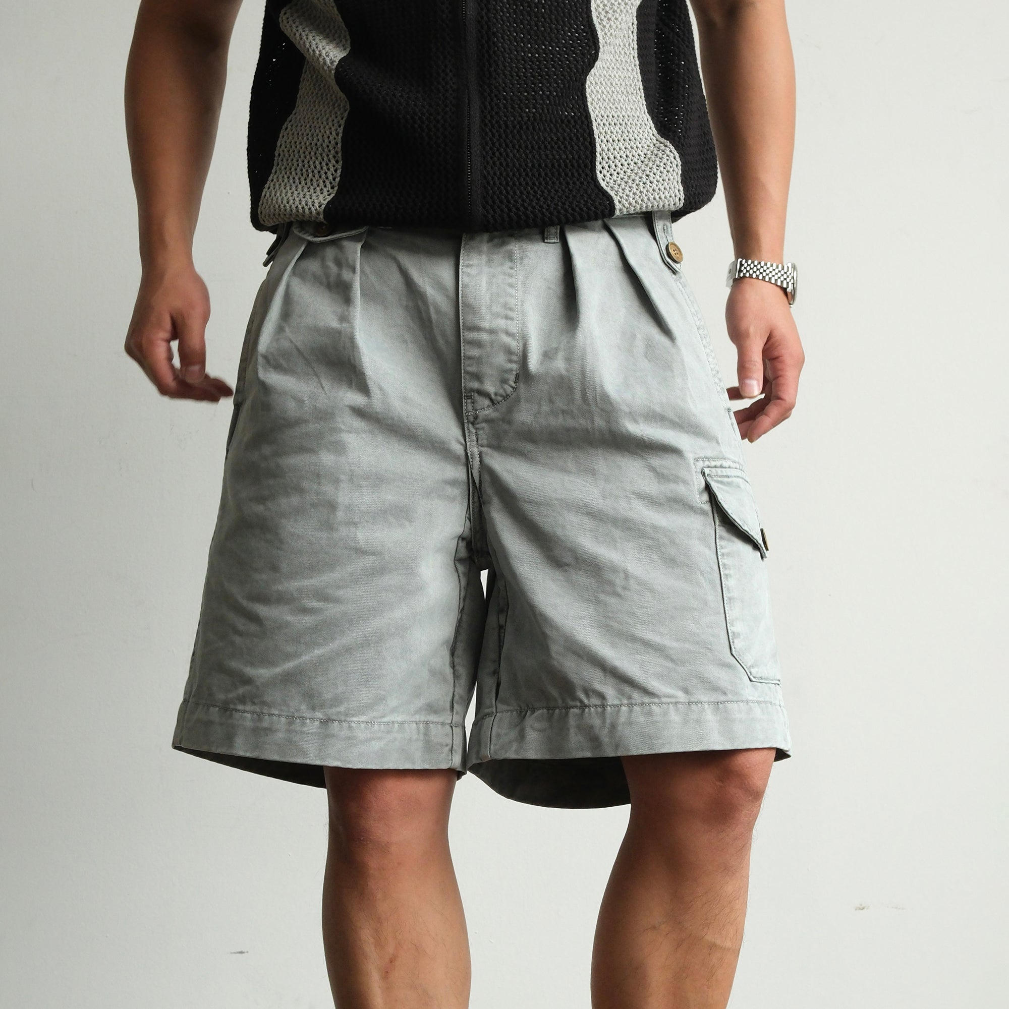 NEIGBORL Retro Washed Multi-Pocket Cargo Shorts, premium urban and streetwear designers apparel on PROJECTISR.com, NEIGBORL