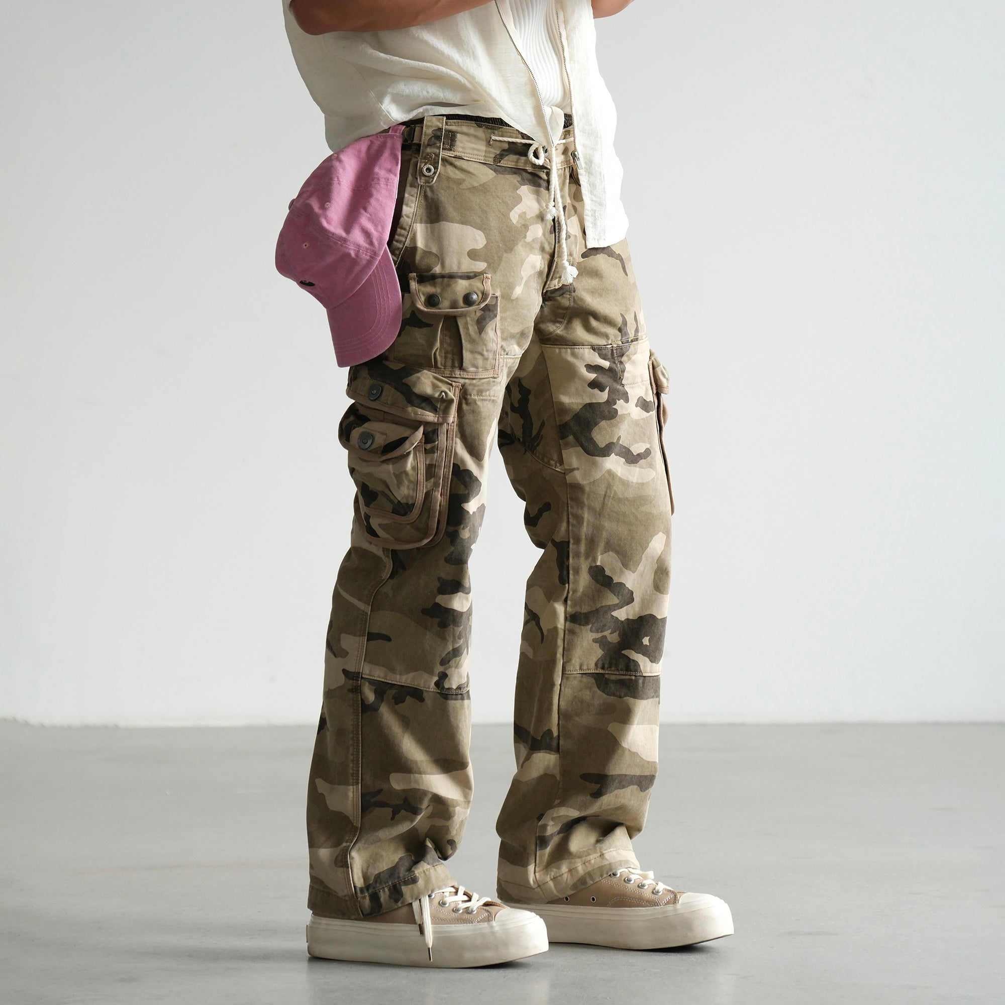 NEIGBORL Camo Multi-Pocket Straight Cargo Pants, premium urban and streetwear designers apparel on PROJECTISR.com, NEIGBORL