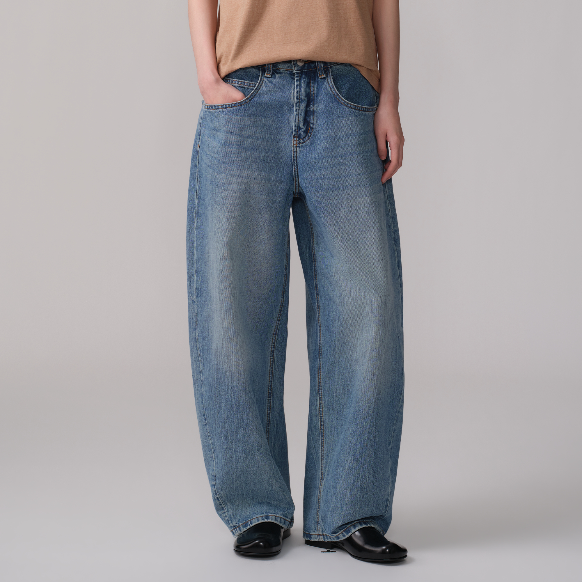 OPICLOTH Washed Whiskered Curved Jeans, premium urban and streetwear designers apparel on PROJECTISR.com, OPICLOTH