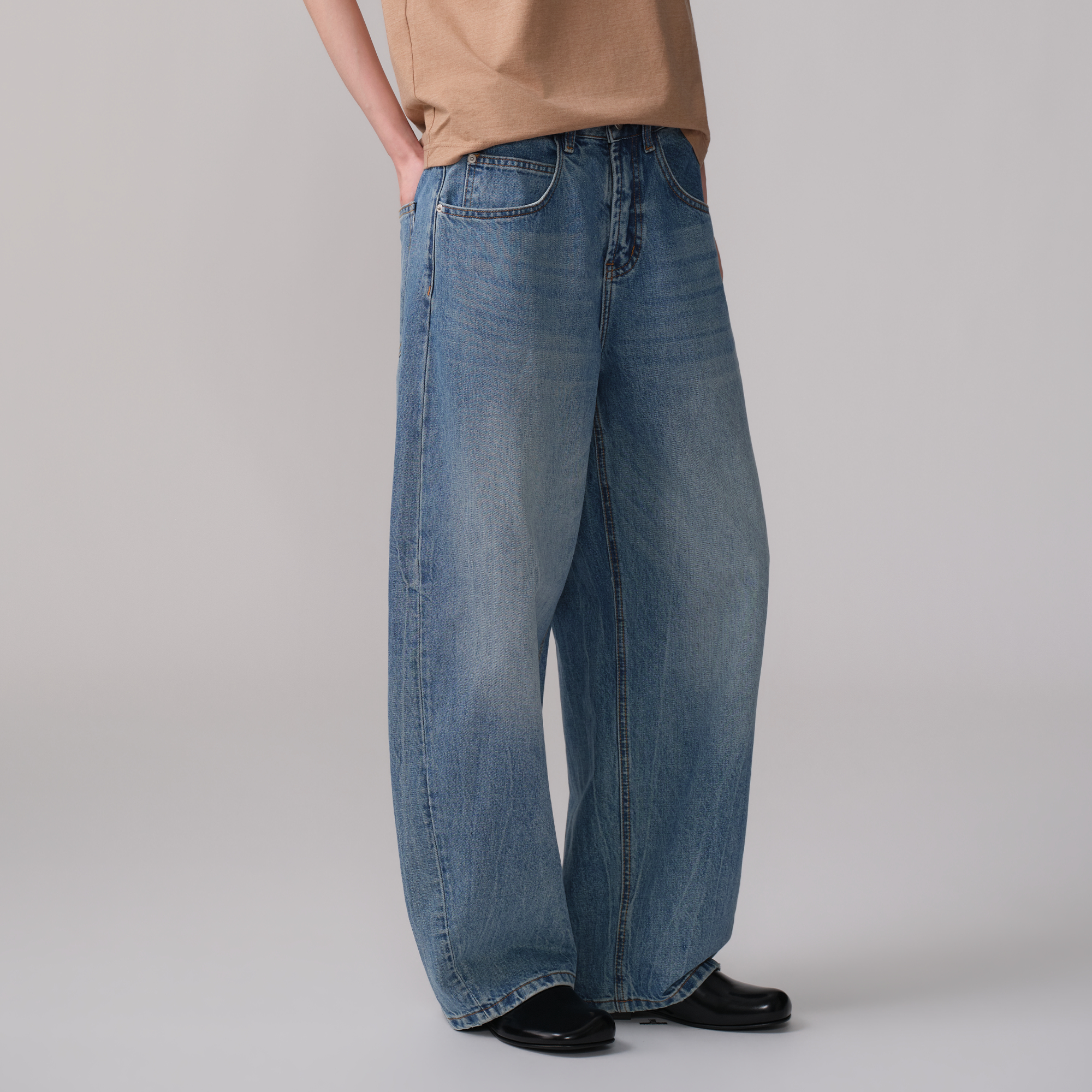 OPICLOTH Washed Whiskered Curved Jeans, premium urban and streetwear designers apparel on PROJECTISR.com, OPICLOTH