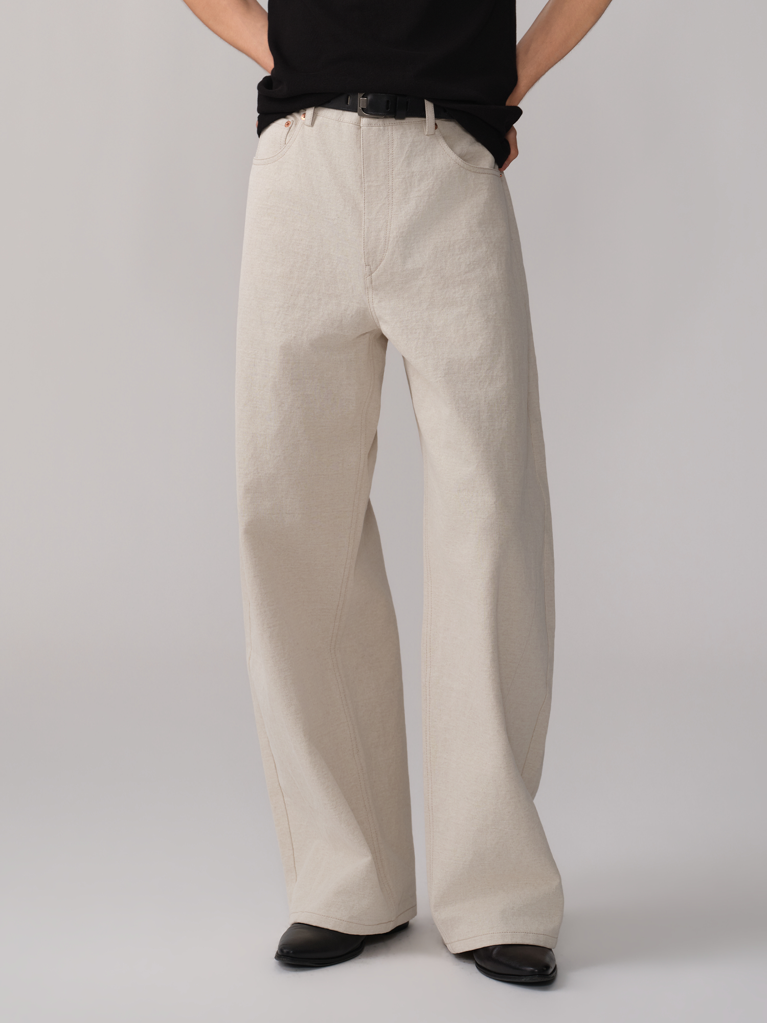 OPICLOTH Paneled Wide-Leg Pants, premium urban and streetwear designers apparel on PROJECTISR.com, OPICLOTH