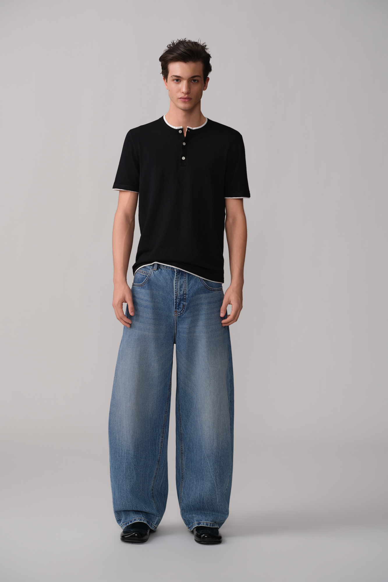 OPICLOTH Washed Whiskered Curved Jeans, premium urban and streetwear designers apparel on PROJECTISR.com, OPICLOTH