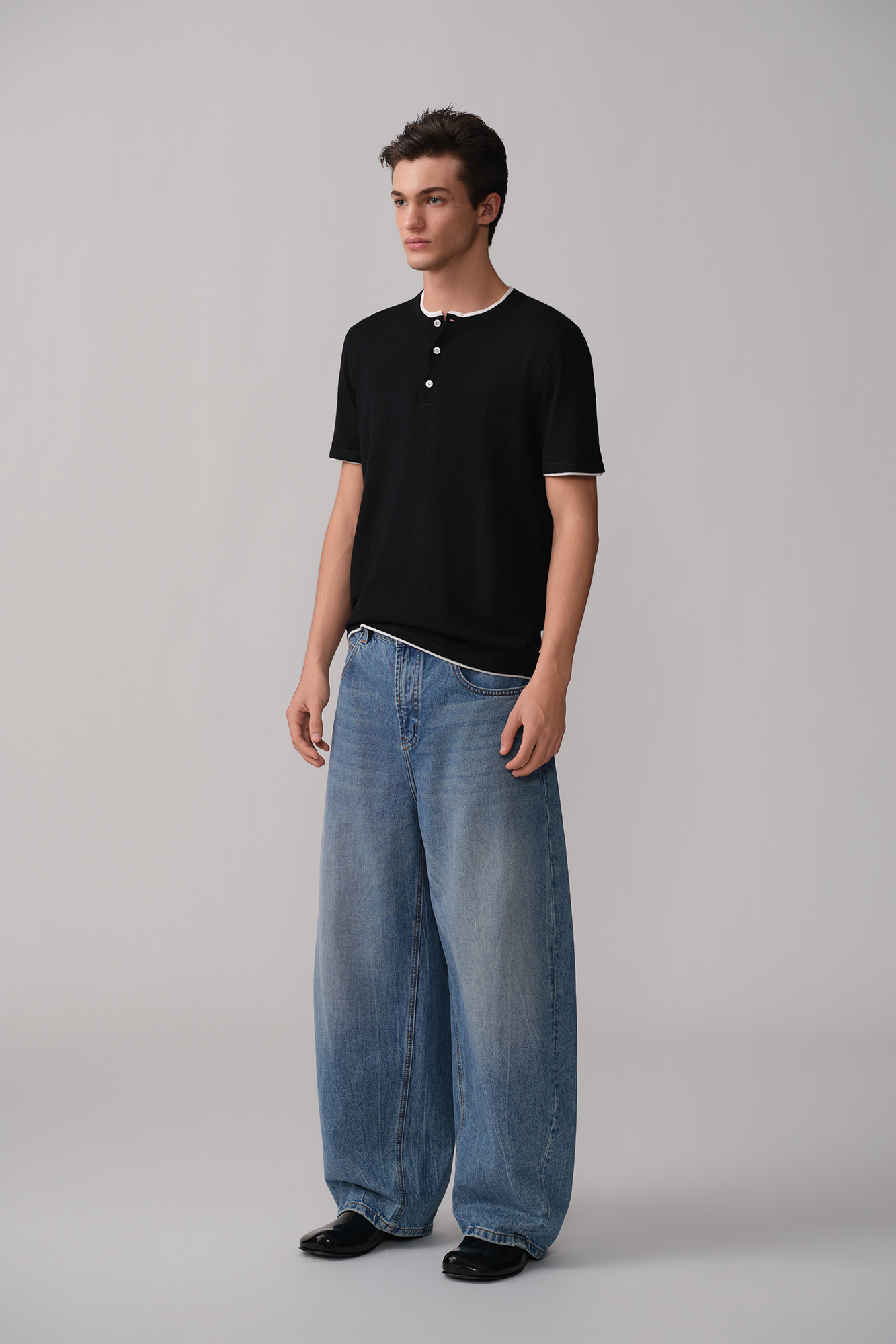 OPICLOTH Washed Whiskered Curved Jeans, premium urban and streetwear designers apparel on PROJECTISR.com, OPICLOTH