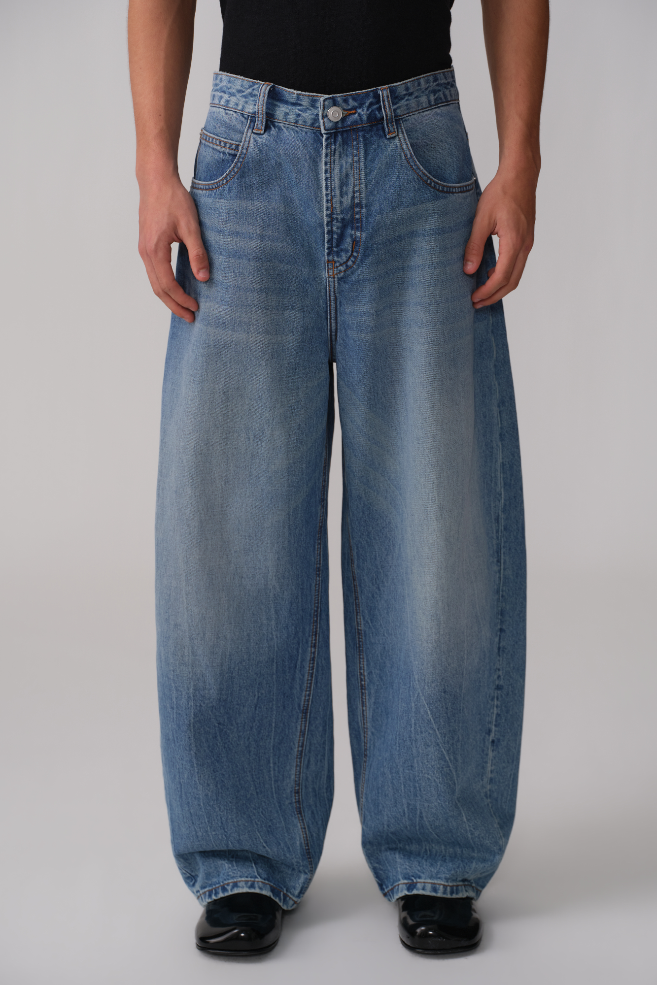OPICLOTH Washed Whiskered Curved Jeans, premium urban and streetwear designers apparel on PROJECTISR.com, OPICLOTH