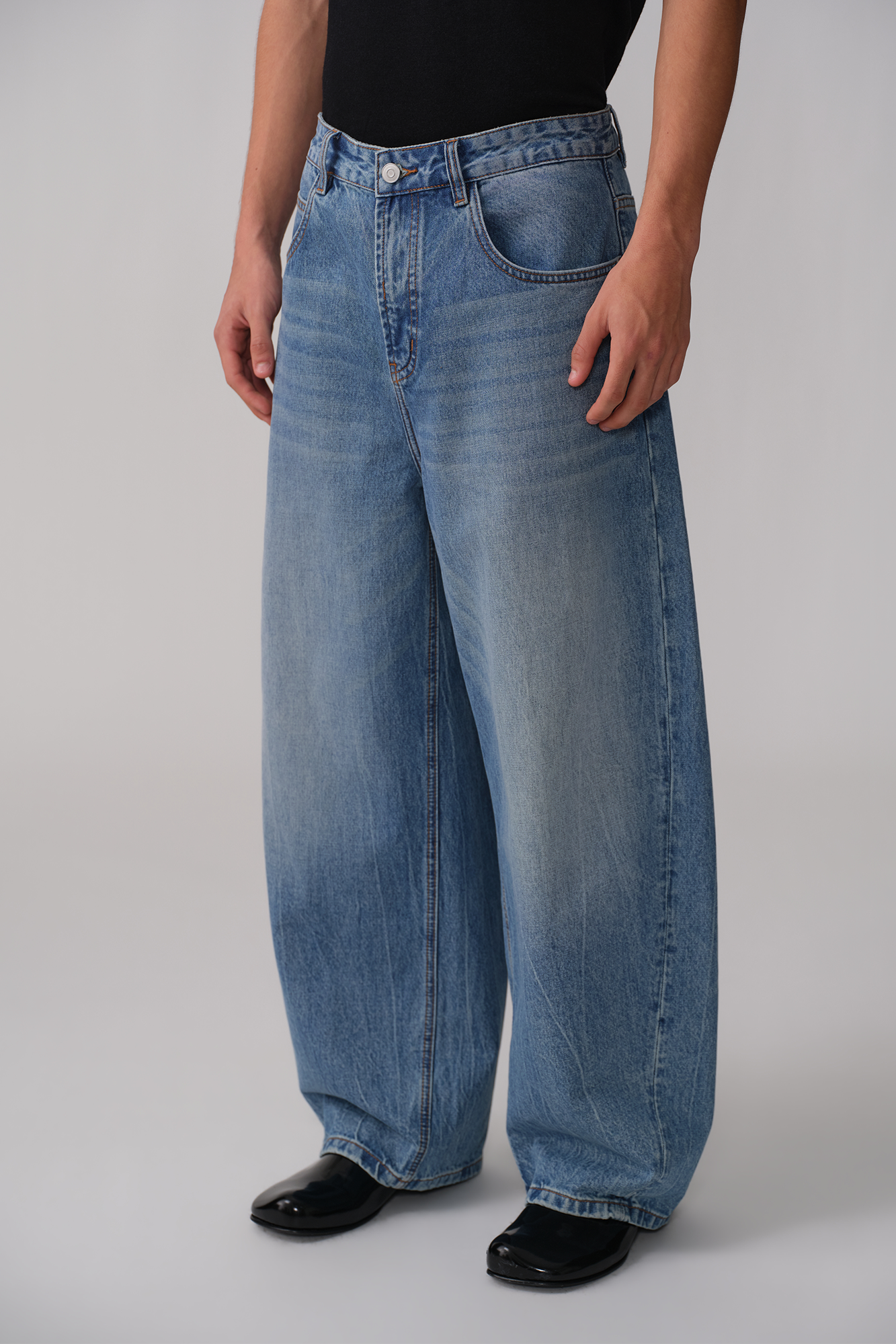 OPICLOTH Washed Whiskered Curved Jeans, premium urban and streetwear designers apparel on PROJECTISR.com, OPICLOTH