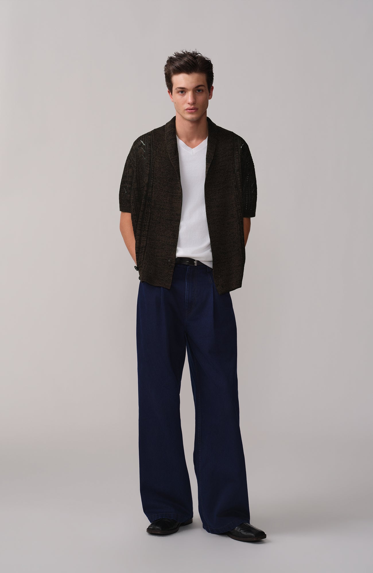 OPICLOTH Washed Indigo Pleated Jeans