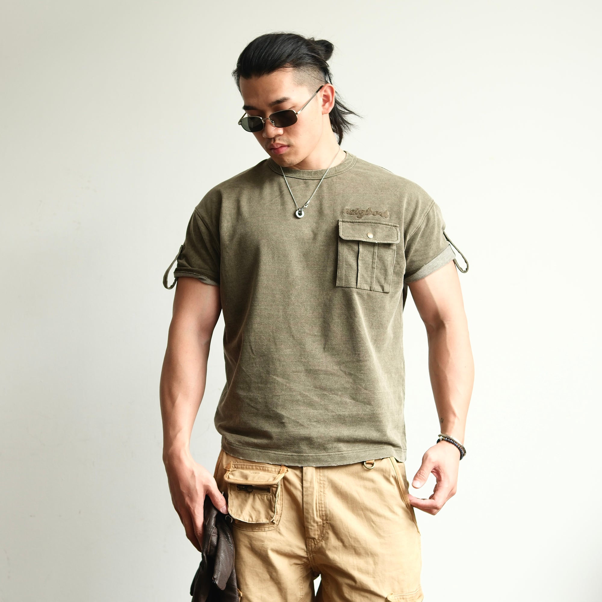 NEIGBORL Retro Washed Embroidered Pocket Tee, premium urban and streetwear designers apparel on PROJECTISR.com, NEIGBORL