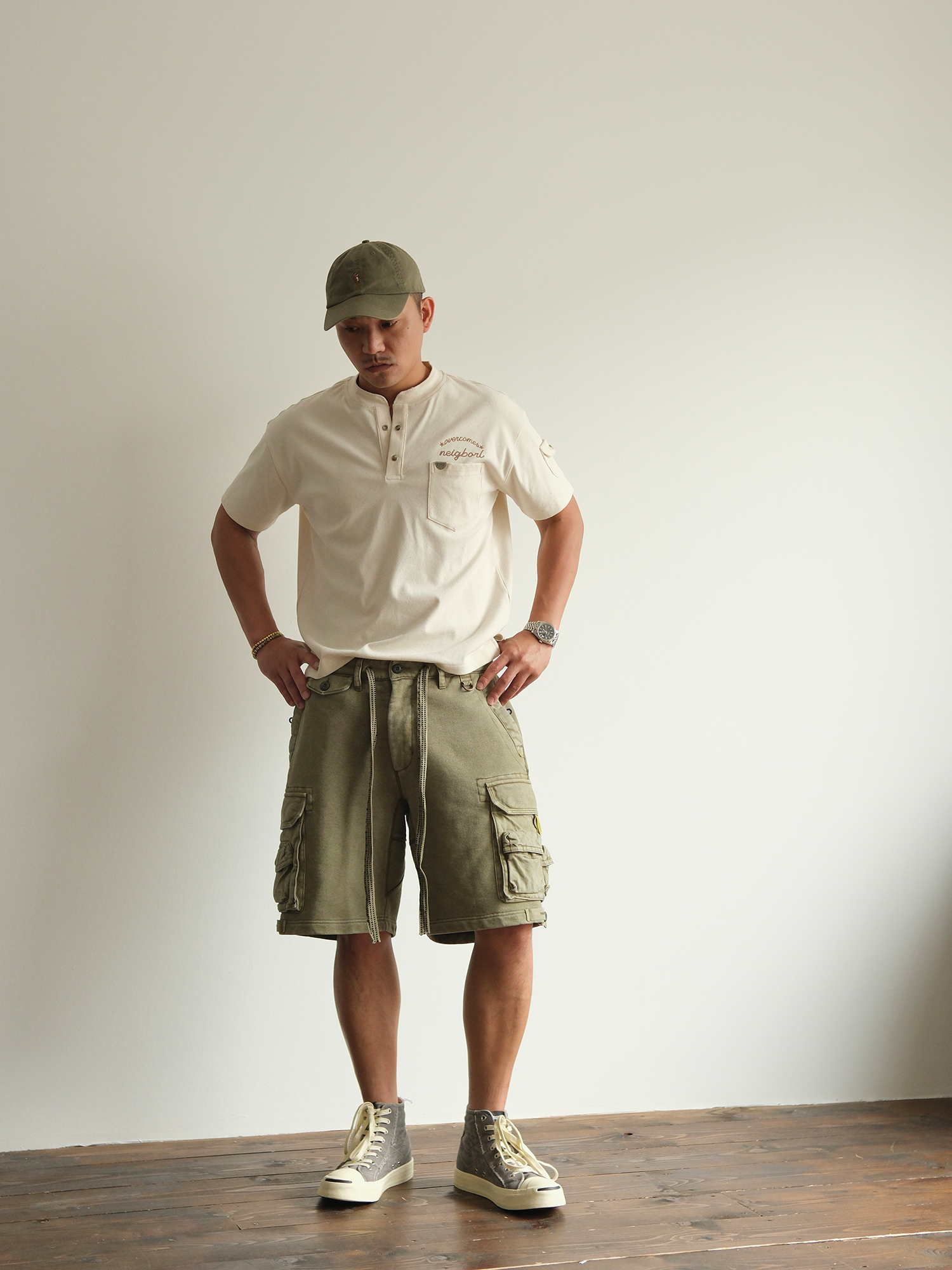 NEIGBORL Utility Multi-Pocket Drawstring Sweat Shorts