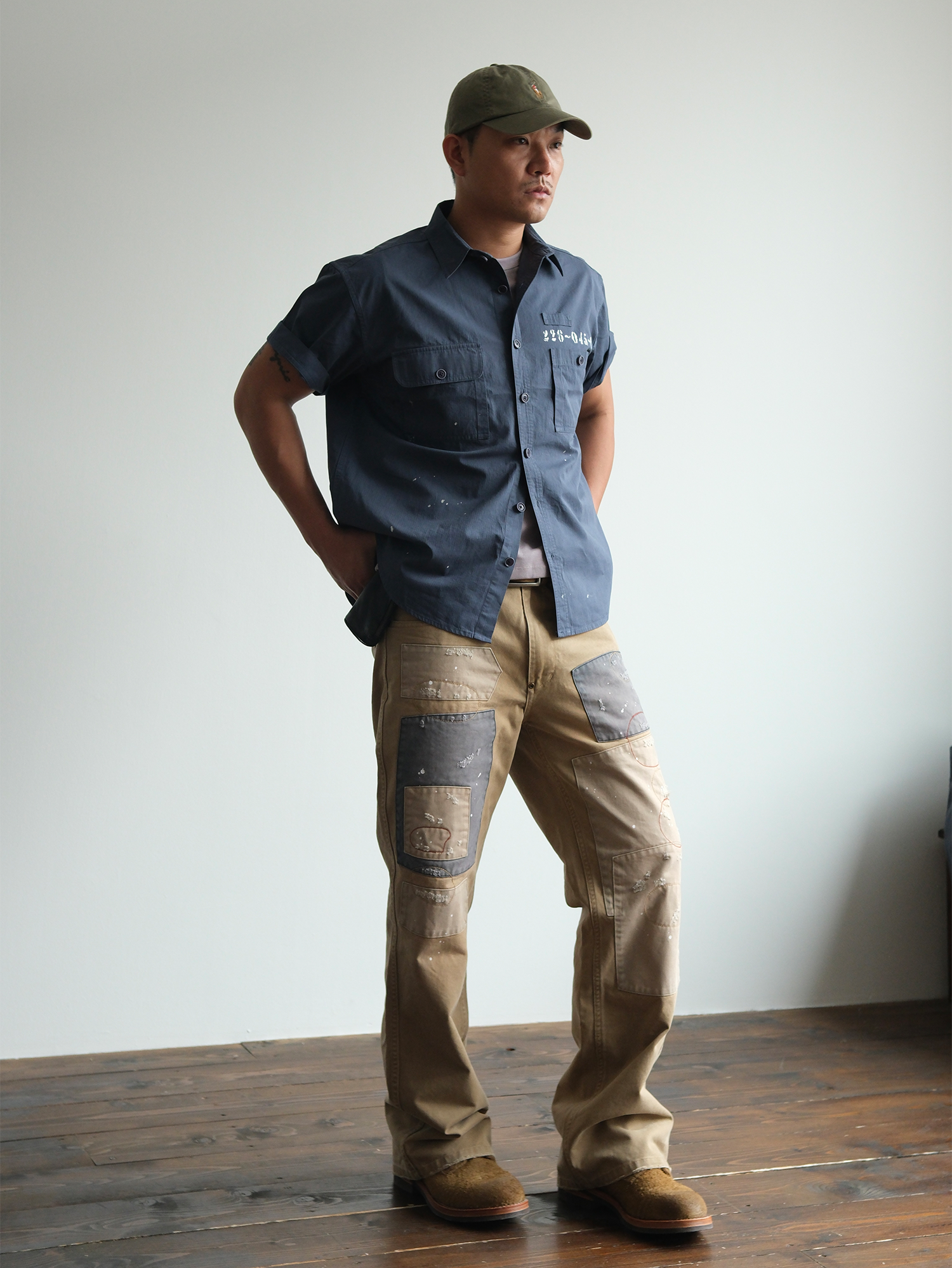 NEIGBORL Retro Paint-Splattered Distressed Patched Pants